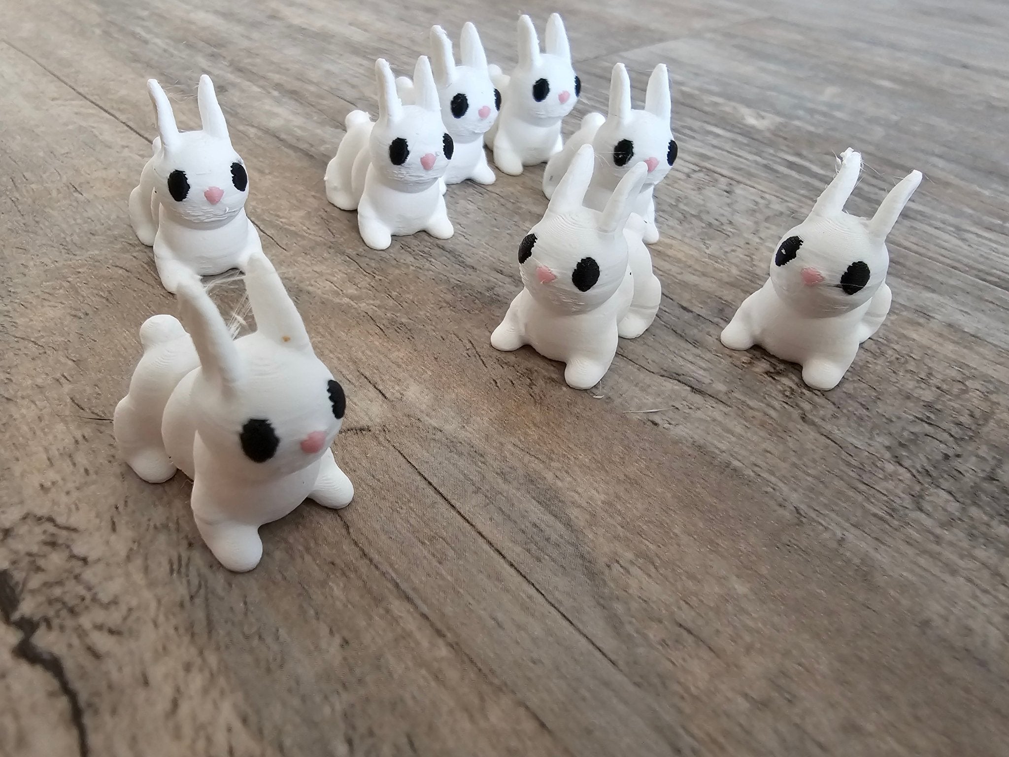 Handmade 3D Printed Bunny Figurines, White Animal Toys for Easter and Collection