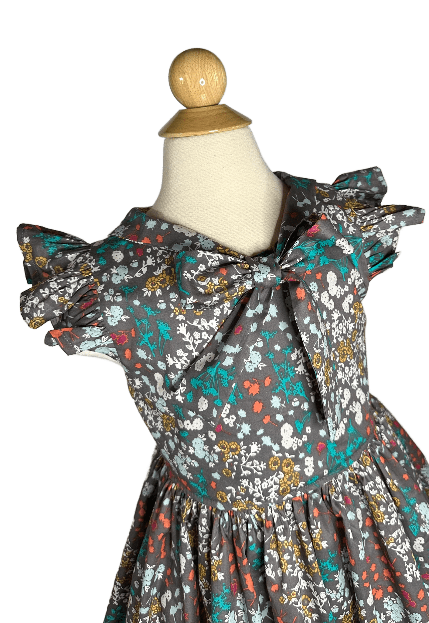 Autumn Winds Girls Fall Dress: Floral Ruffled Dress with Necktie Bodice | Main Street Collective