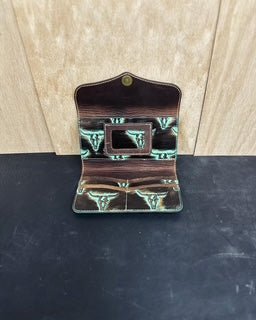 Western Leather Wallet: Bull Skull Design by Main Street Collective - Women's Fashionable & Secure