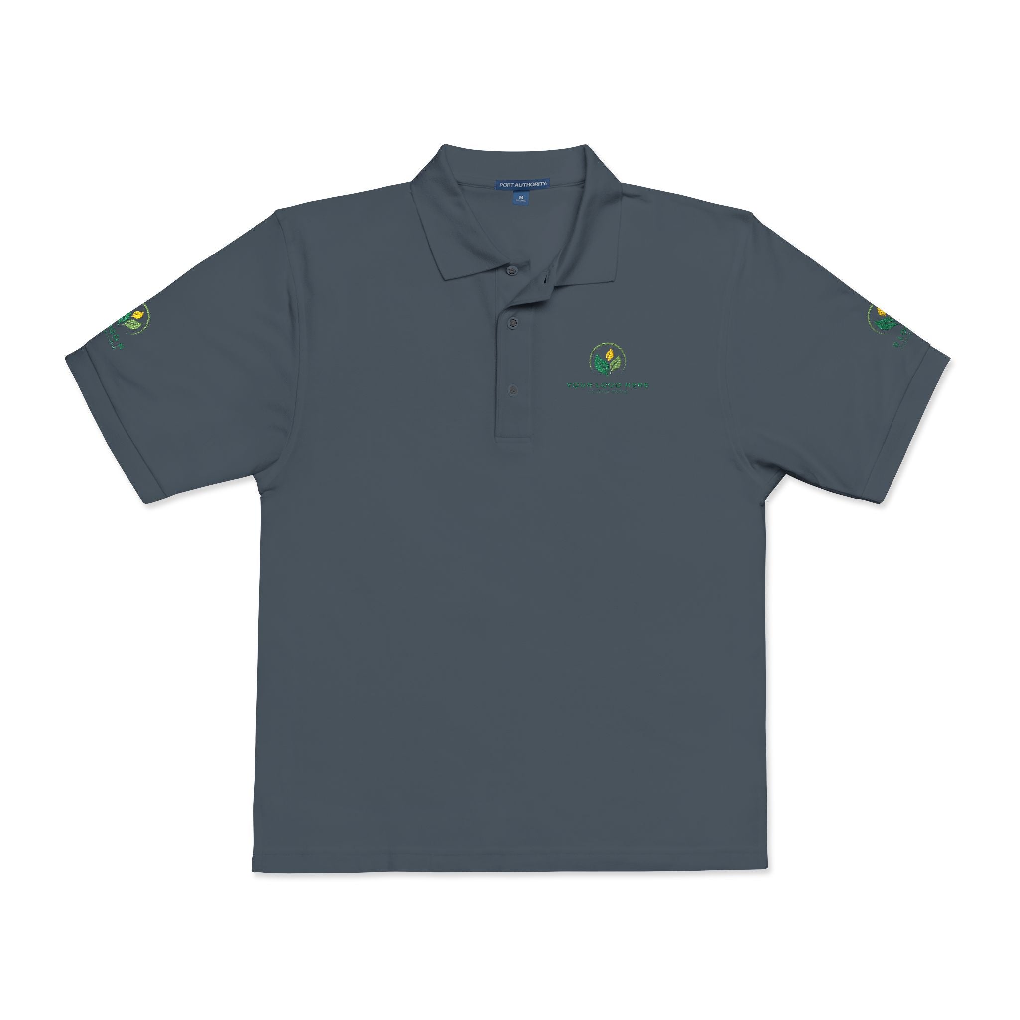 Gray Customizable Embroidered Polo Shirt Unisex Main Street Collective Logo | Work Uniform Apparel