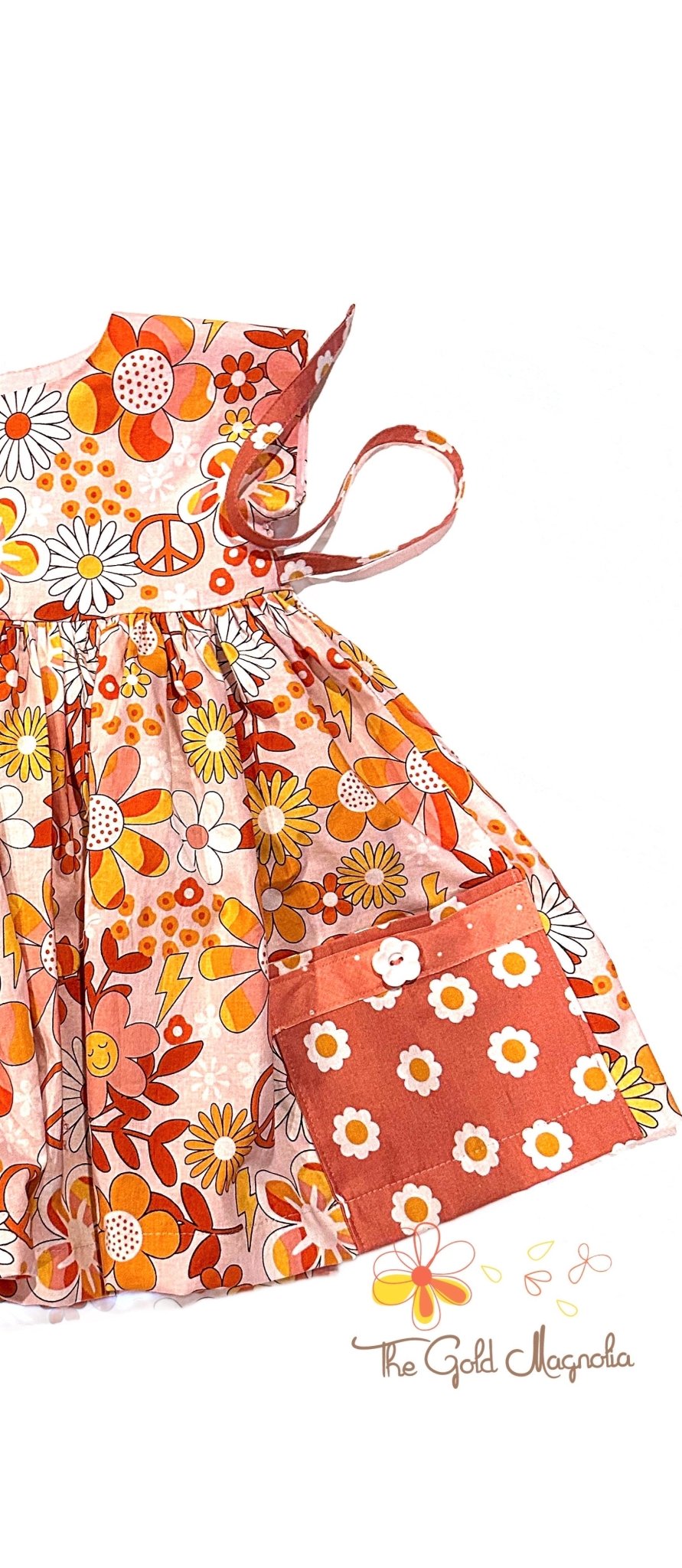 Retro Floral Girl's Dress with Pockets - Main Street Collective
