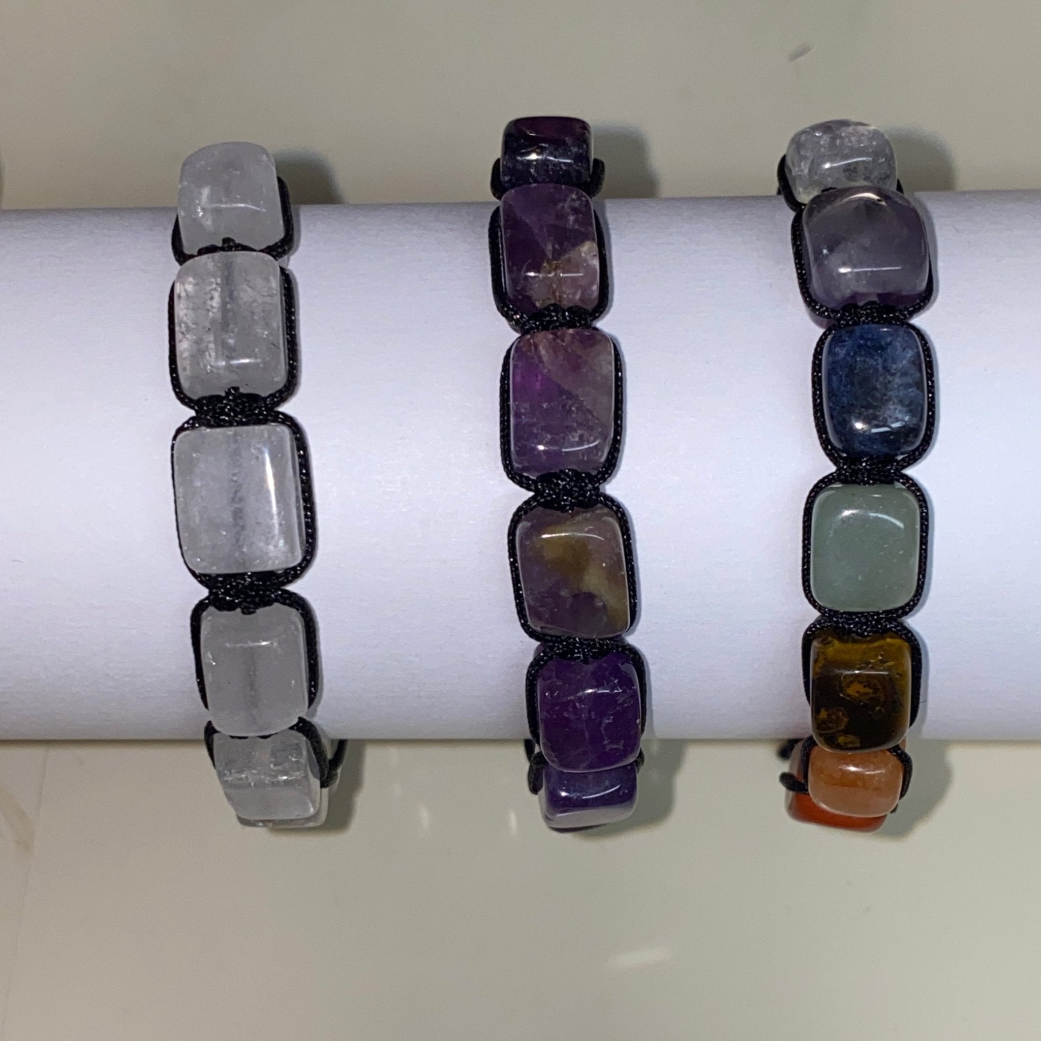Handmade gemstone bracelet set of 3 with natural 8mm beads from Hands of Earth Energy