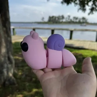 3D Printed Snail Fidget Toy: Sensory Toy for Kids, Pink and Purple Snail