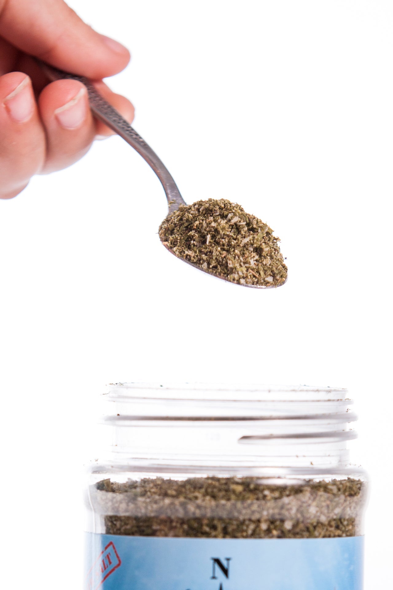 Vegetable Seasoning: Spoonful of Flavor Adding to Jar. Natural Veggie Spice Blend for Cooking and Enhancing Taste