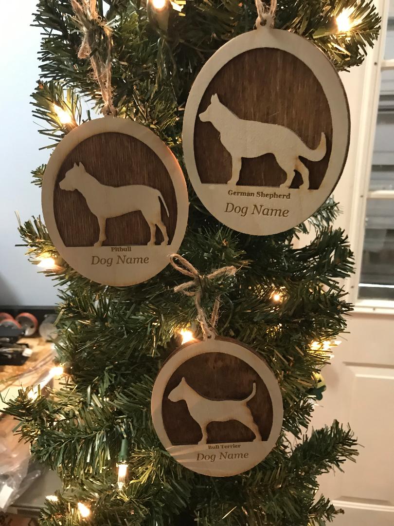 Dog Breed Christmas Ornaments: Personalized Pitbull, German Shepherd, Bull Terrier - Handmade by Main Street Collective