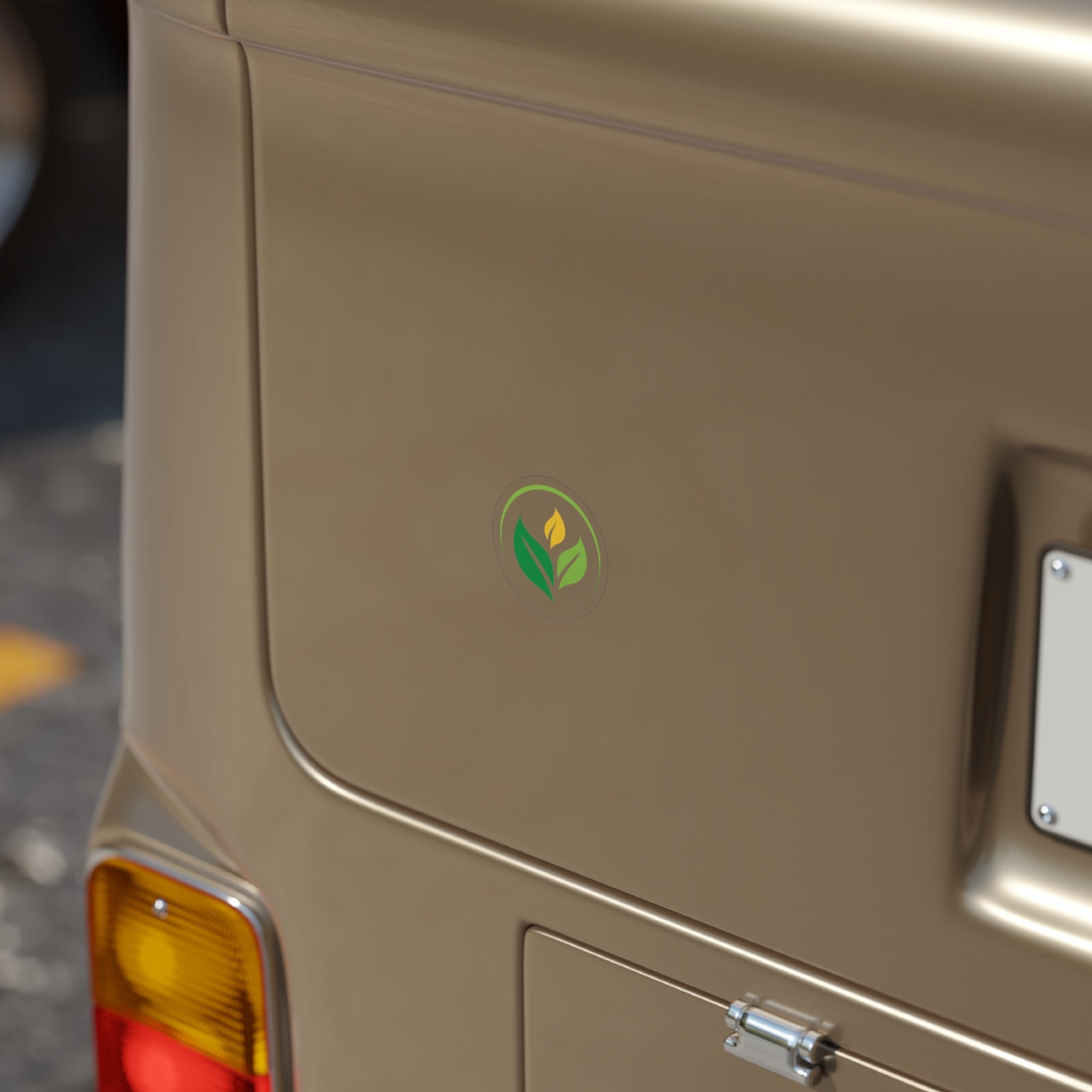Main Street Collective: Transparent Outdoor Sticker with Leaf Logo on Vehicle - Customizable Vinyl Decal