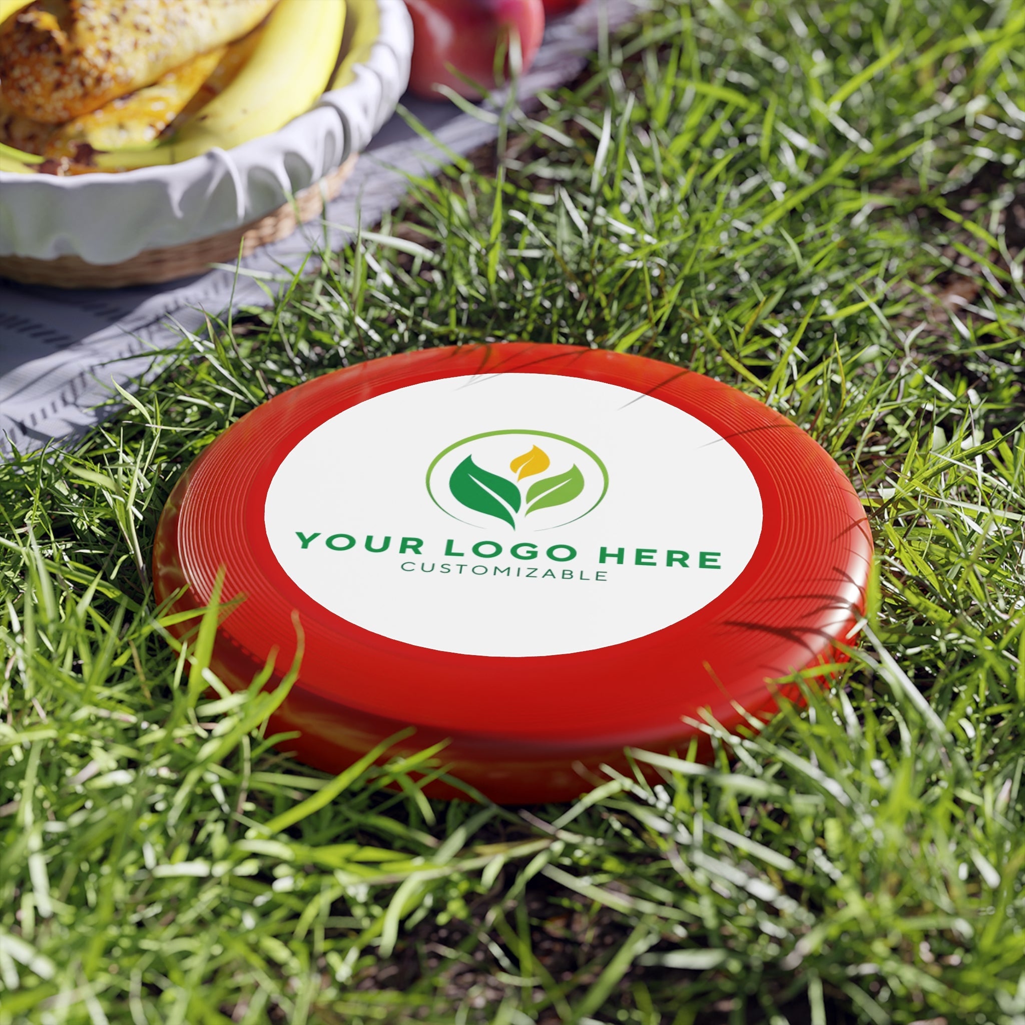 Customizable Promotional Frisbee on Grass | Brand Your Own Picnic Game