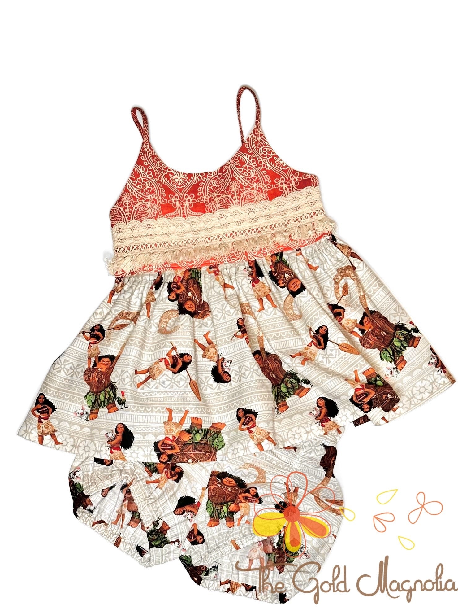 Moana Dress Set: Polynesian Princess Outfit for Baby Girl, Toddler - Boutique Clothing