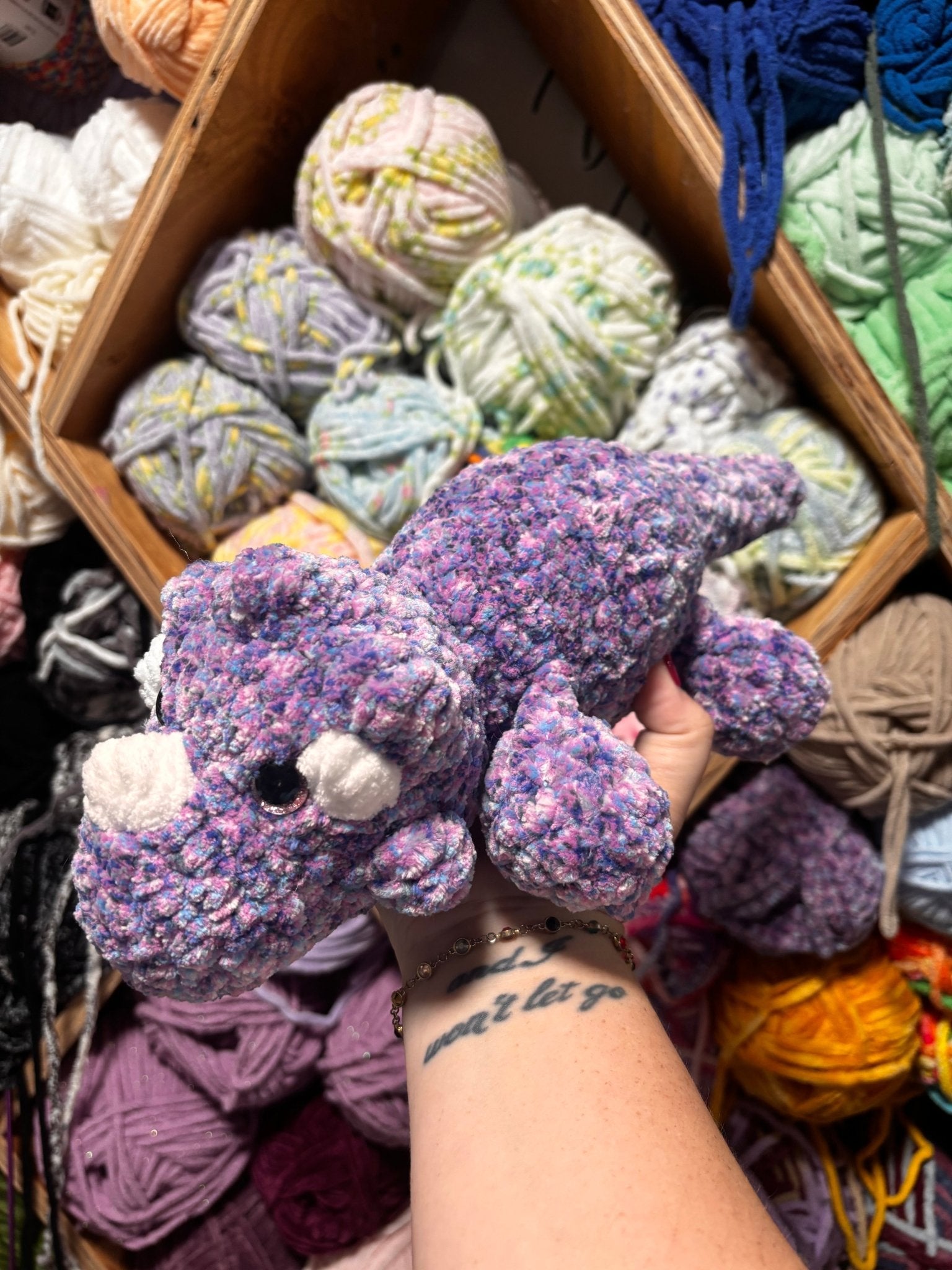 Purple Crocheted Triceratops Plushie - Handmade Dinosaur Toy by Main Street Collective
