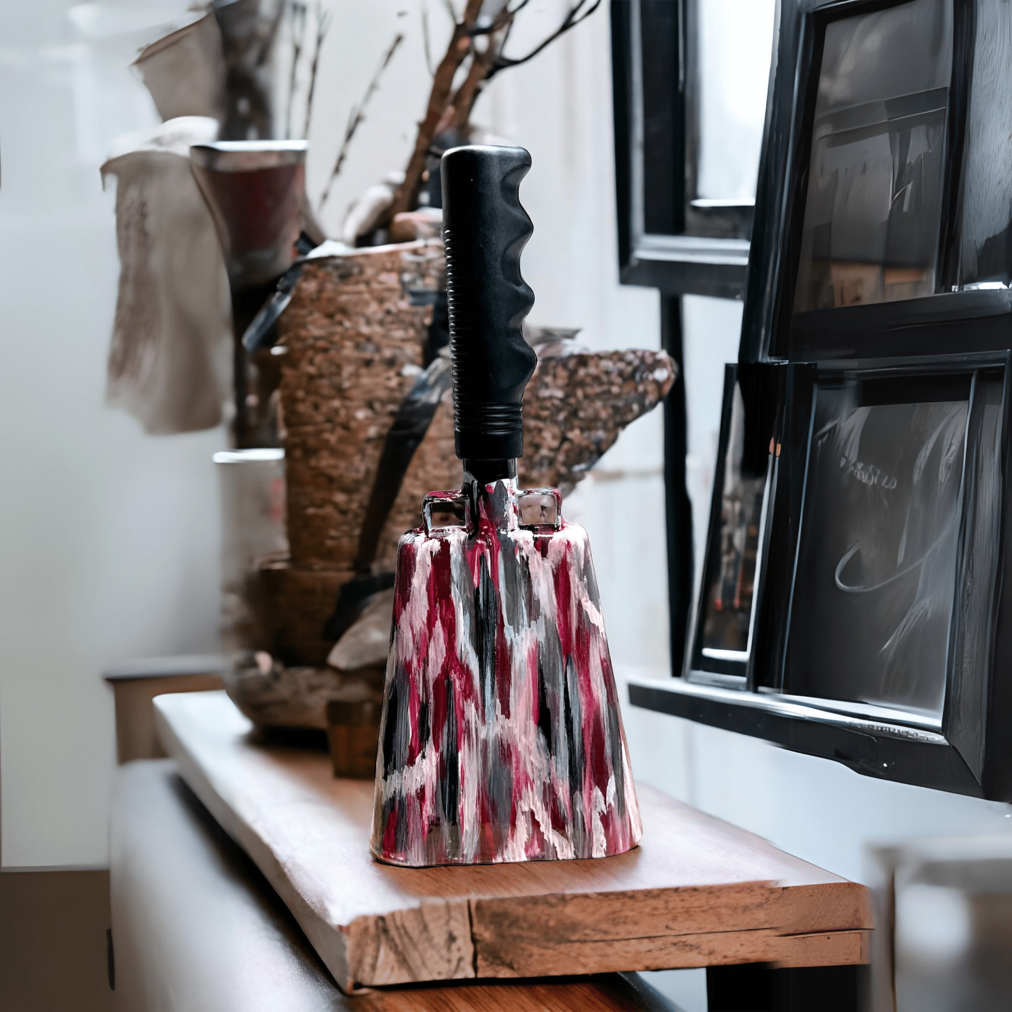 Hand-painted Cowbell by Main Street Collective: Vibrant Noise Maker for Celebrations & Events