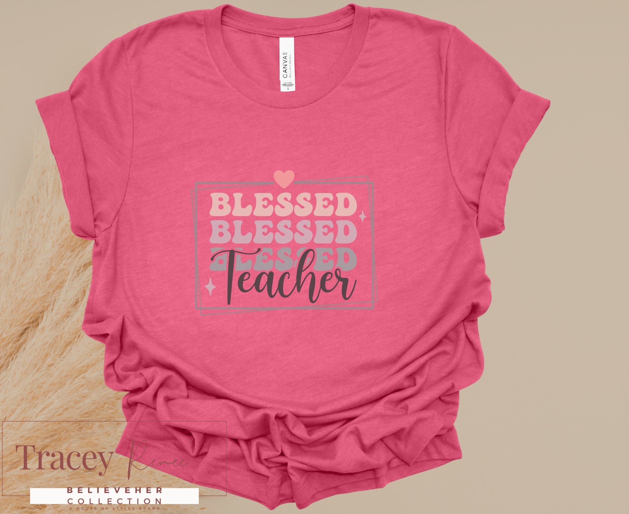 Blessed Teacher Pink T-Shirt: Inspirational Gift for Educators | Spring Collection