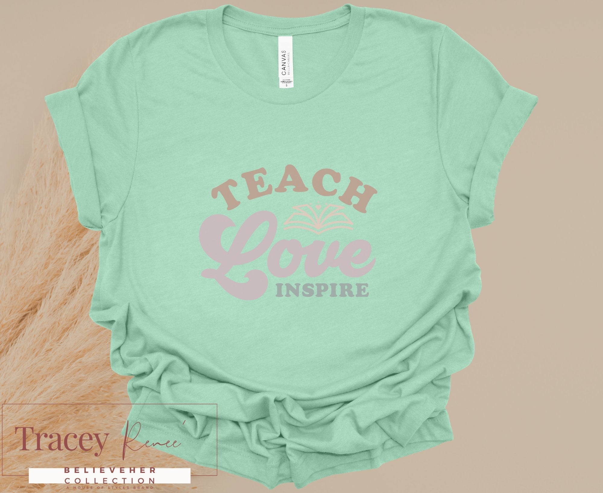 Mint Green Teacher Shirt: Teach Love Inspire Design, Teacher Apparel, Main Street Collective