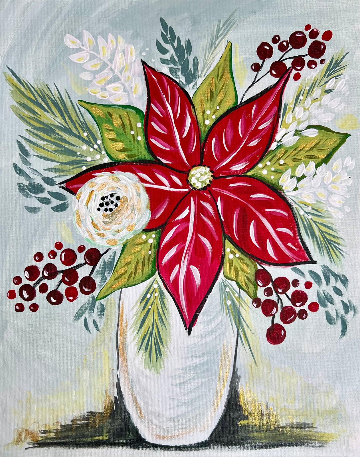 Paint Your Own Canvas Kit- Timeless Poinsettia