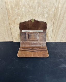Women's Leather Wallet with Card Slots, ID Window, and Magnetic Clasp