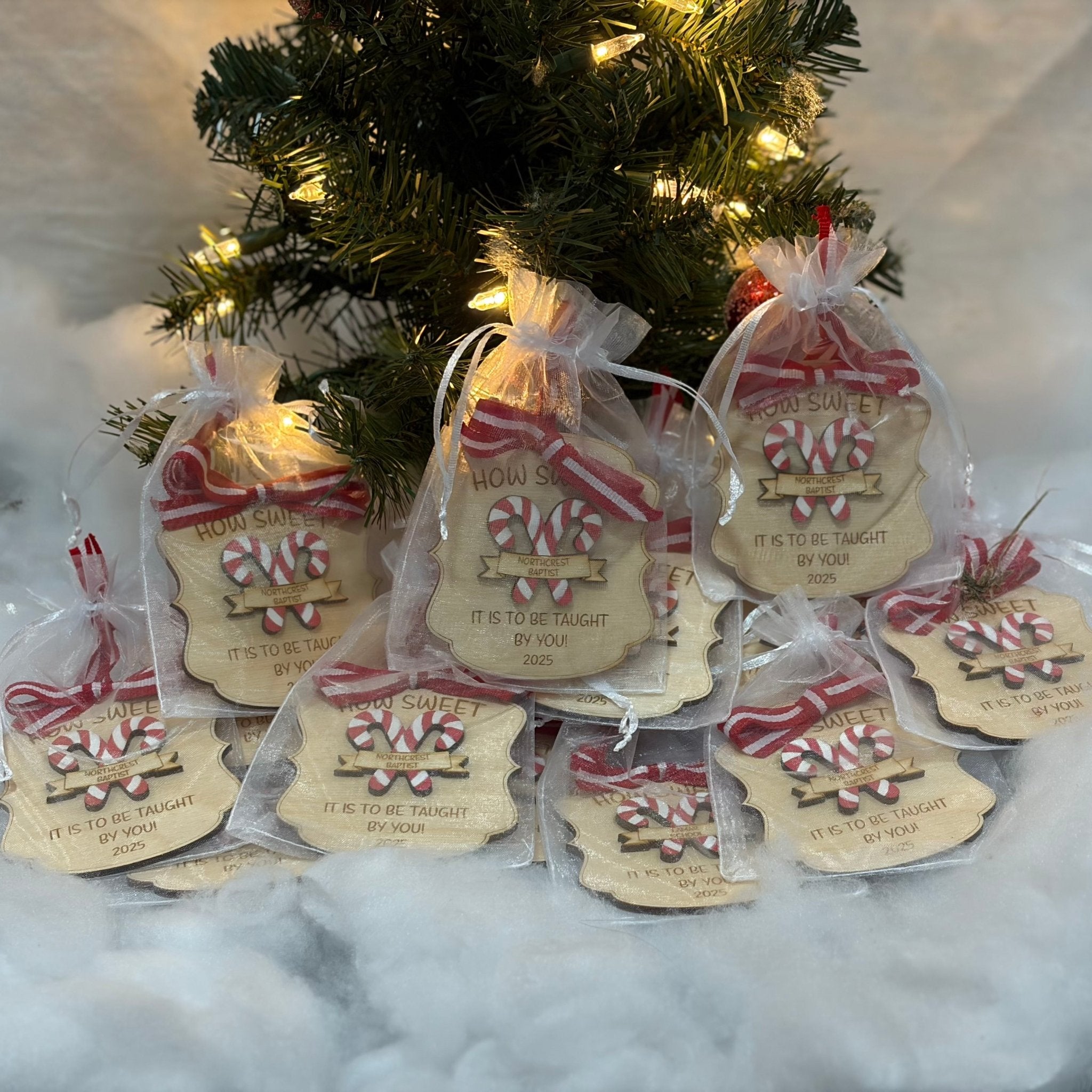 Handmade Teacher Gift: Candy Cane Christmas Ornaments - Personalized Appreciation from Main Street Collective
