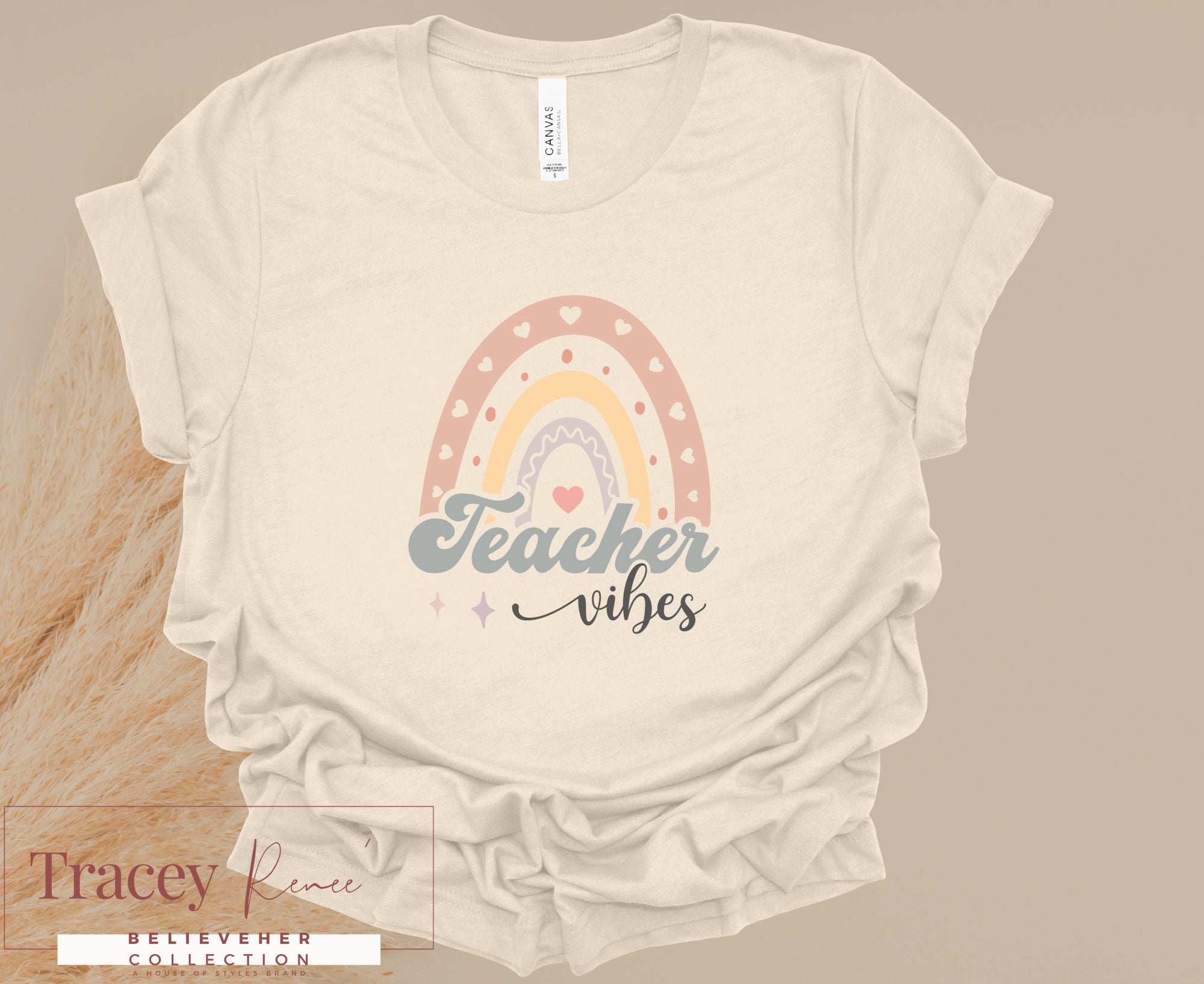 Teacher Vibes T-Shirt: Cute Rainbow Design | Main Street Collective