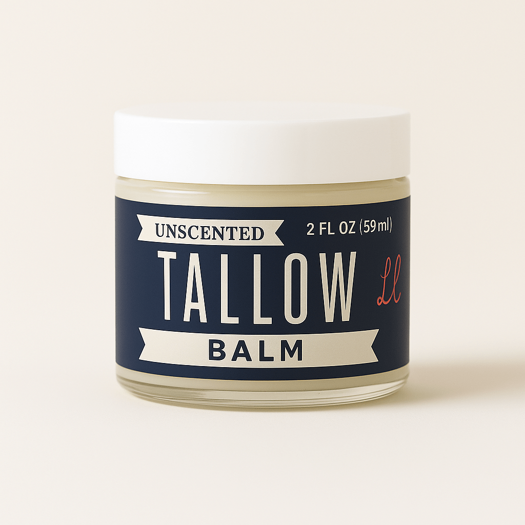 Unscented Tallow Balm | Natural Beef Tallow Vitamin E, Jojoba Moisturizer for Face & Body |Clean, Preservative-Free Skincare by Lady May