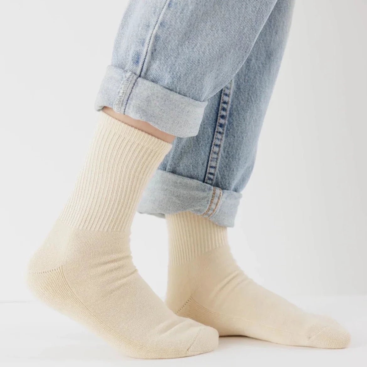 Baggu Ribbed Sock - Ecru Small