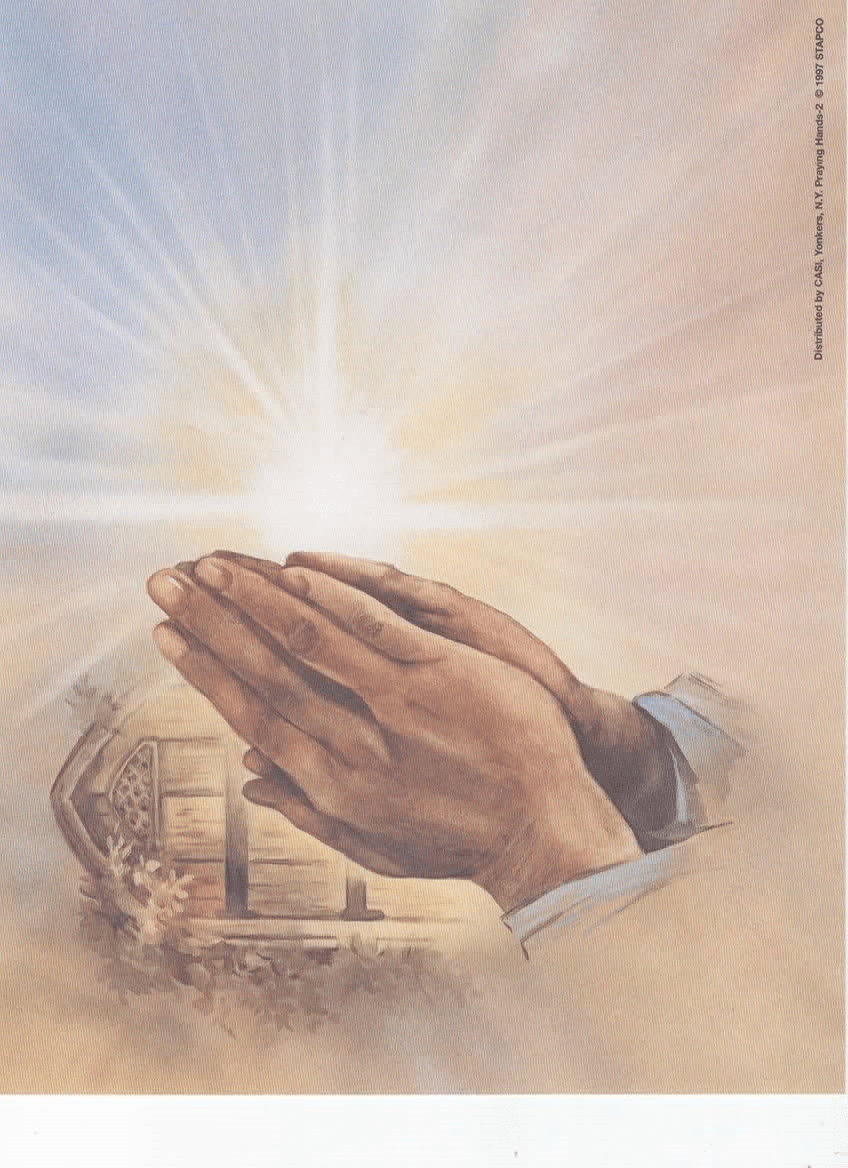 Praying Hands near Church- Faith, Hope, & Religion. Distributed by CASI, Yonkers, N.Y. Praying Hands-2 © 1997 STAPCO
