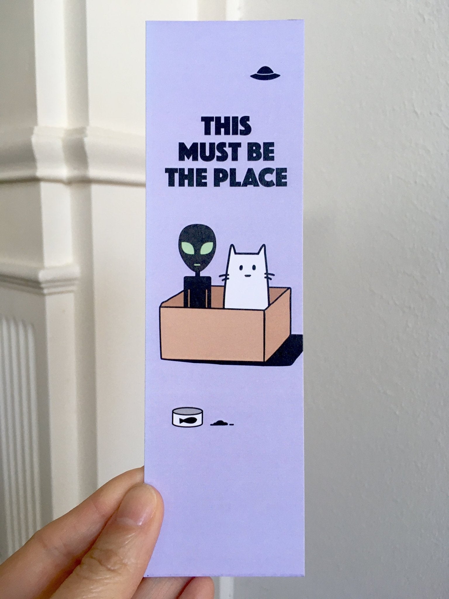 Alien & Cat Bookmark: This Must Be The Place - Quirky UFO Design by Main Street Collective
