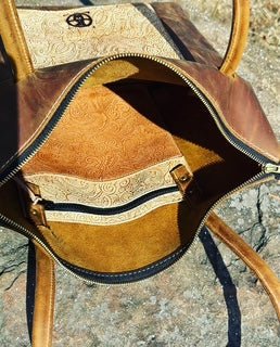 Handmade Leather Zippered Tote Bag: Main Street Collective