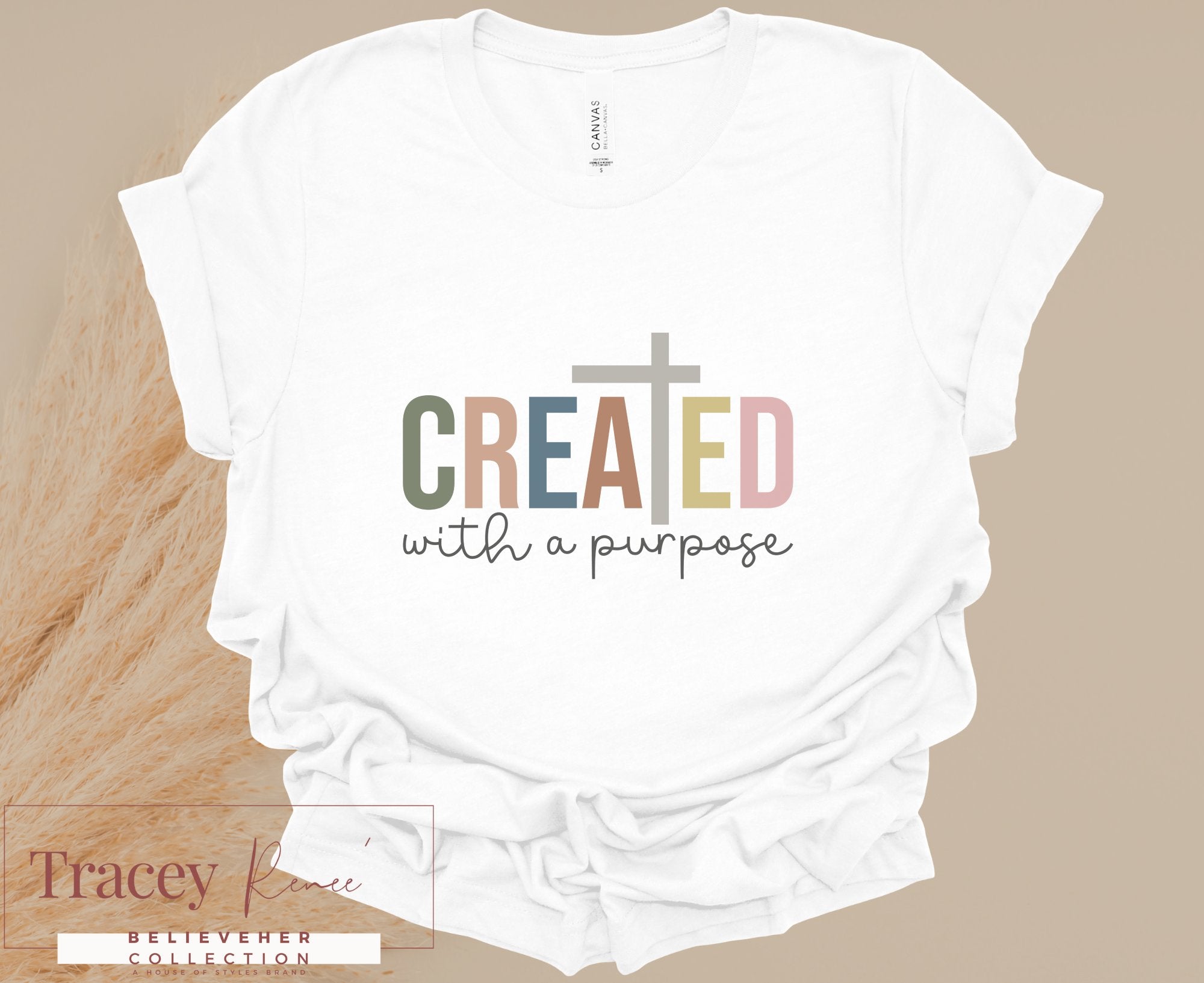 CREATED WITH A PURPOSE Christian T-shirt - Tracey Renee Believerher Collection - Faith Based Apparel