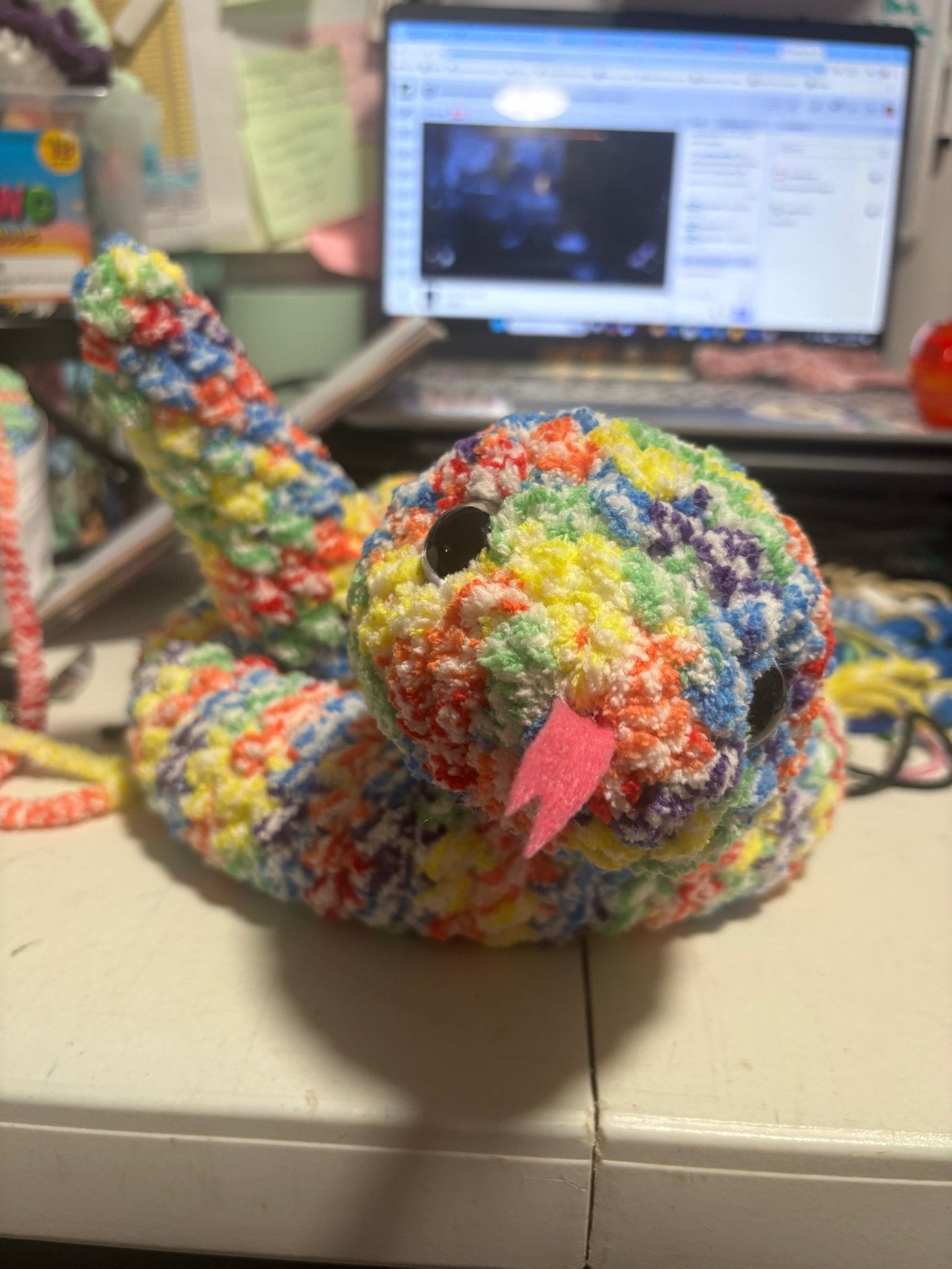 Crochet Rainbow Snake Stuffed Animal by Main Street Collective - Handmade Toy