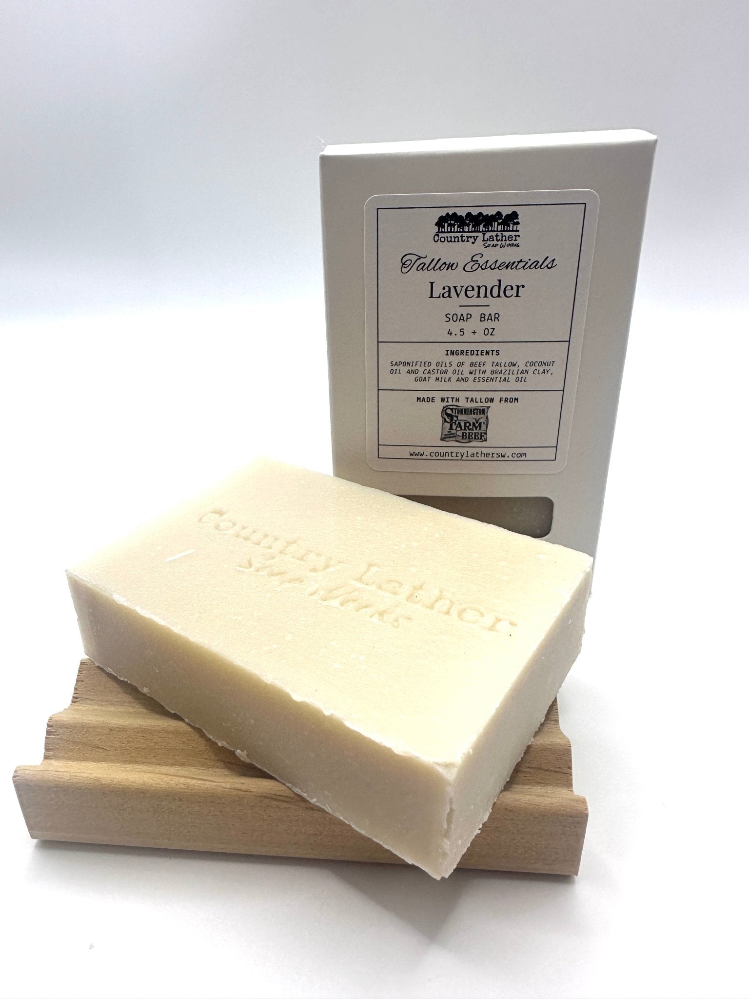 Lavender Tallow Soap Bar on Dish | Country Lather Natural Soap