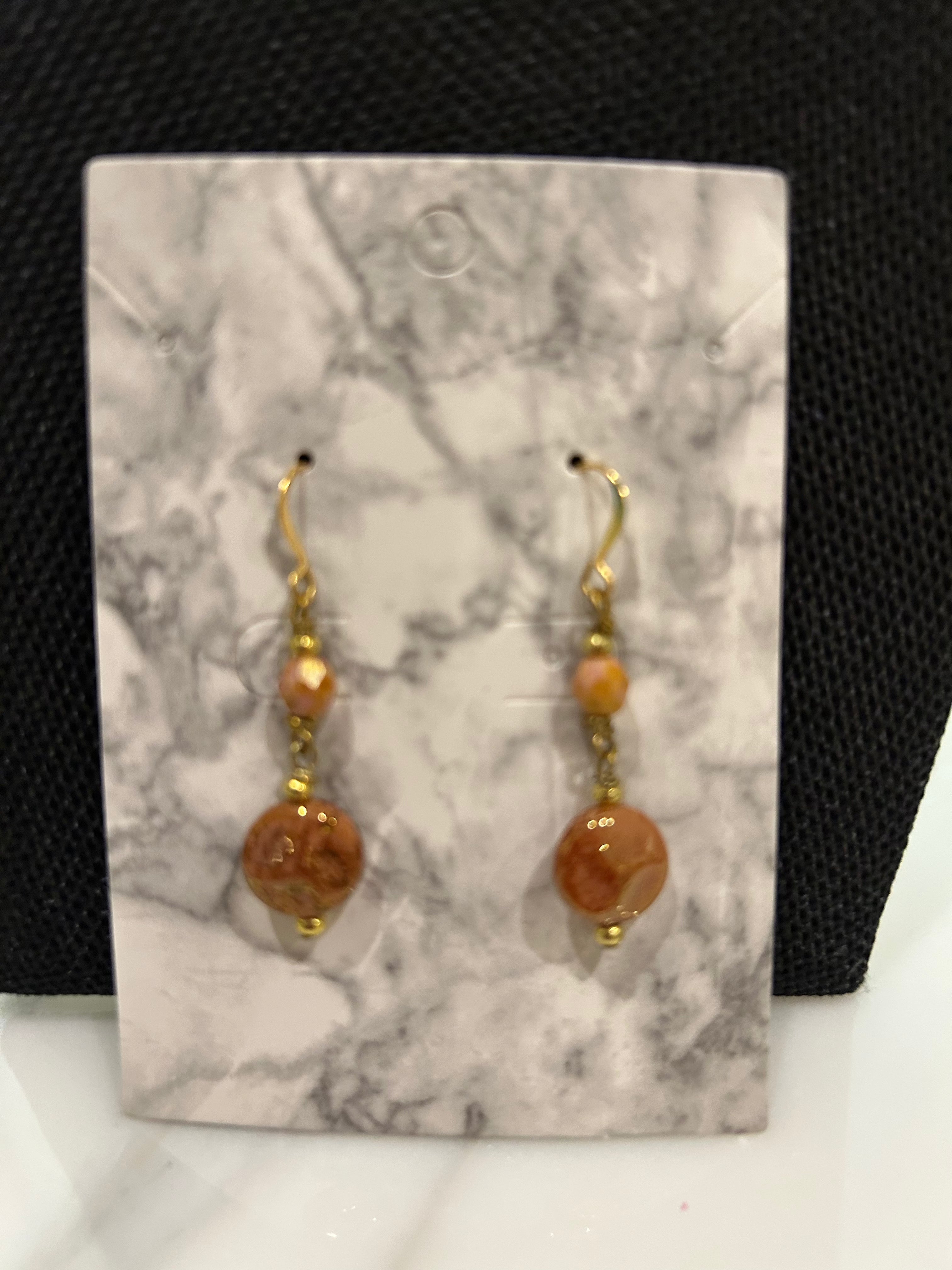 Sunstone Puffy Circle Earrings