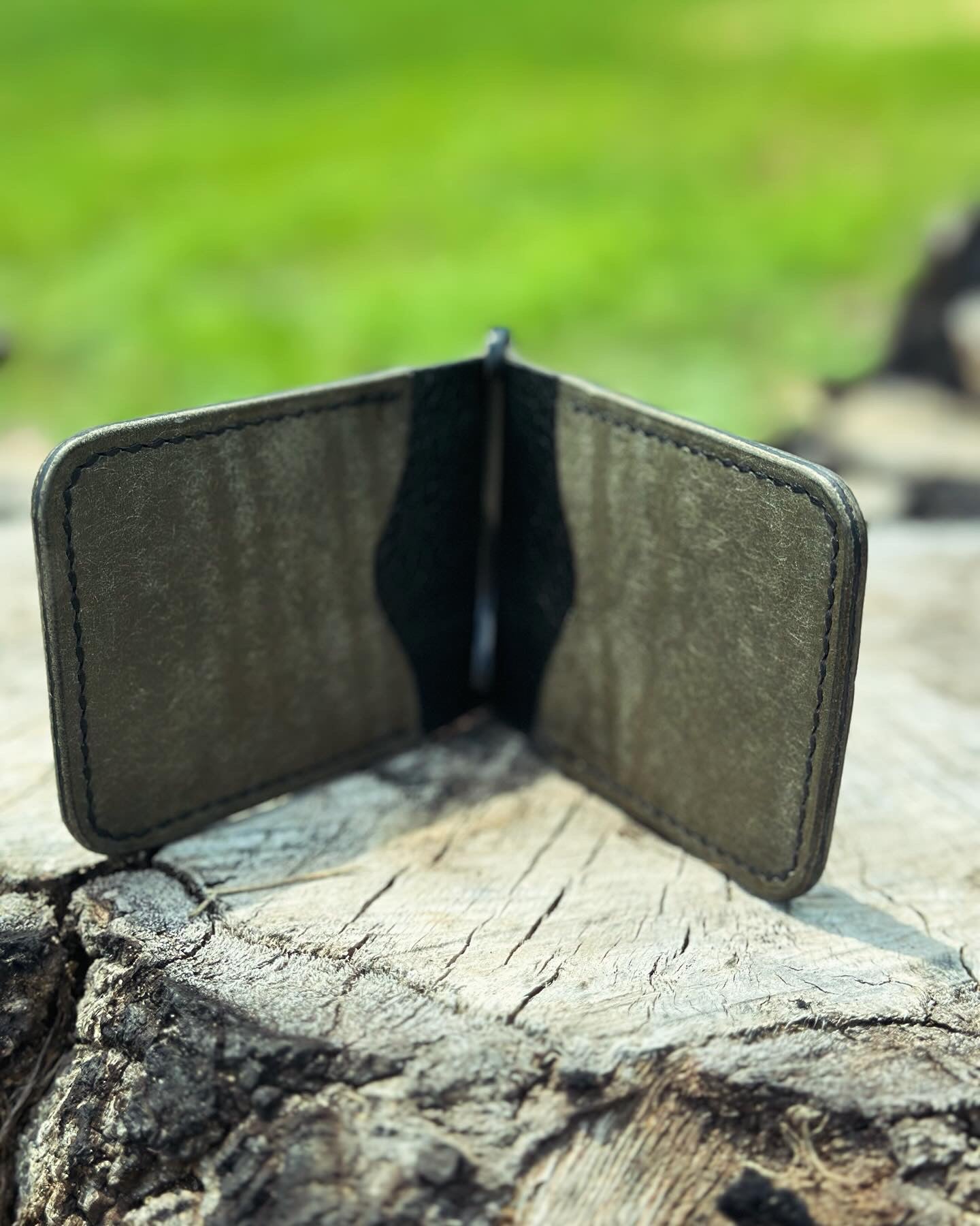 Handmade Leather Money Clip Wallet - Card Slots & Cash Holder
