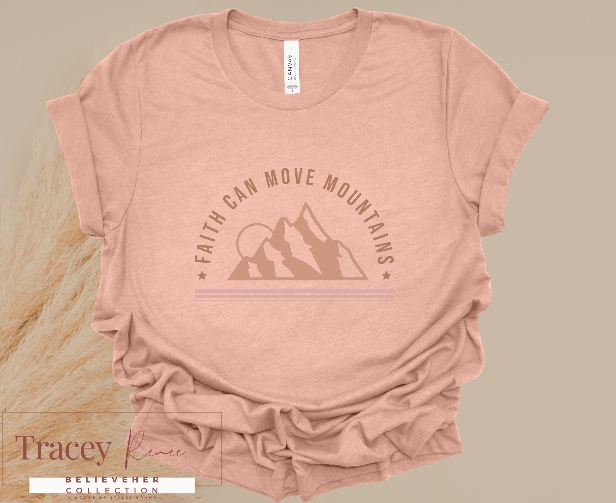 Faith Can Move Mountains T-Shirt by Tracey Renee Believerher Collection - Christian Apparel