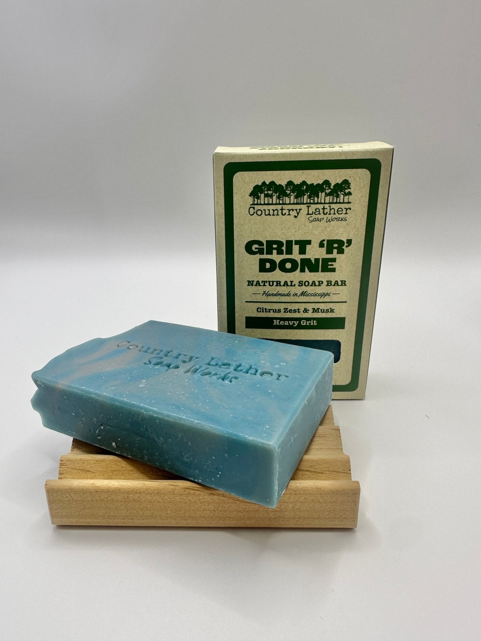 Country Lather Grit 'R' Done Natural Soap Bar: Citrus & Musk. Heavy Grit Exfoliating Soap for Men. Shop Now!