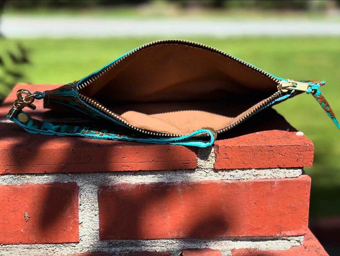 Handcrafted Leather Clutch with Zipper & Inside Pocket - Main Street Collective