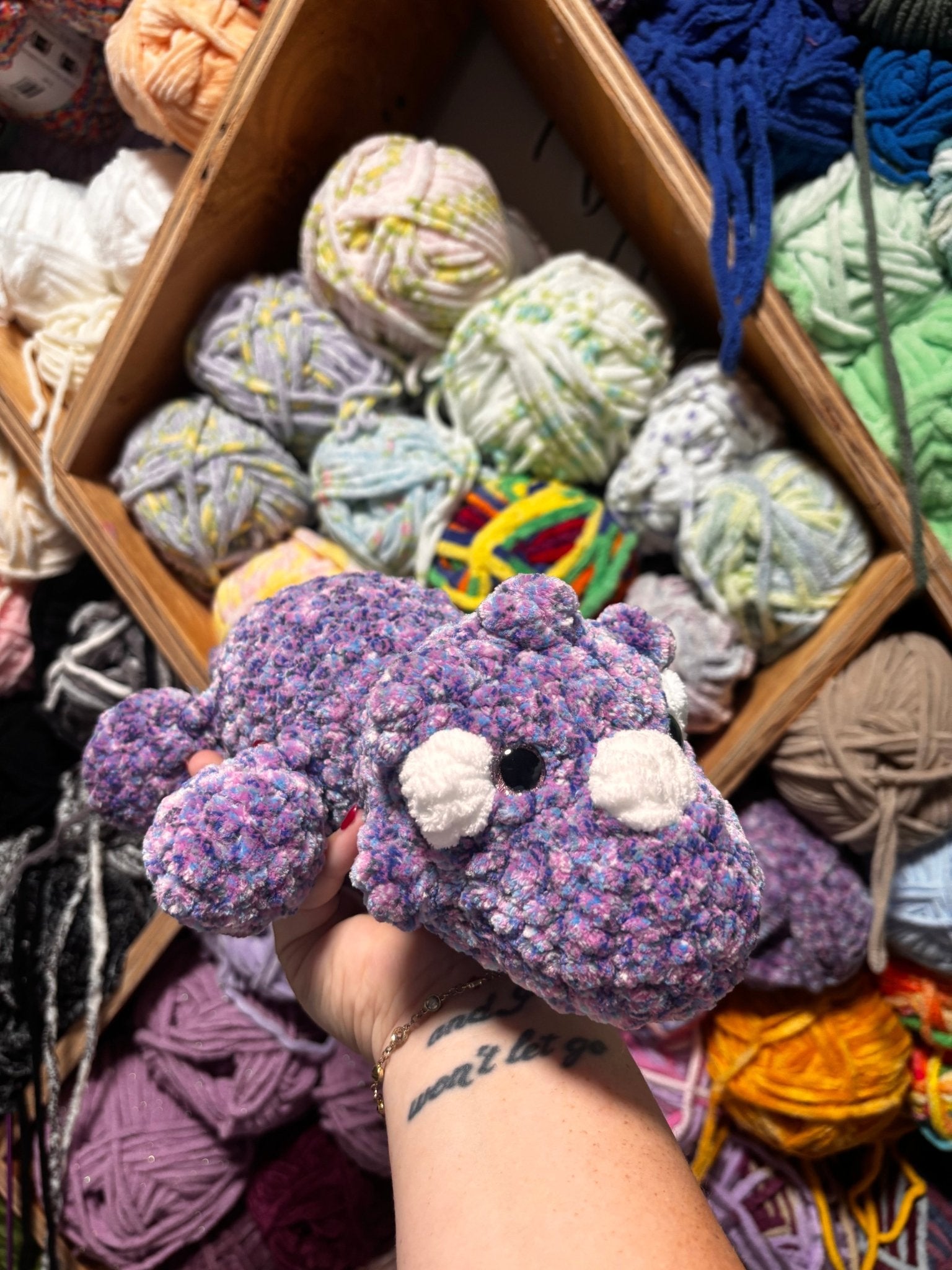 Crochet Triceratops Amigurumi: Purple Dinosaur Plush Toy - Handmade by Main Street Collective