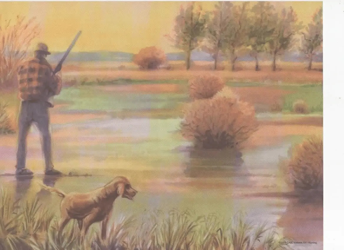 Hunter and Dog in Marsh: Vintage Hunting Scene