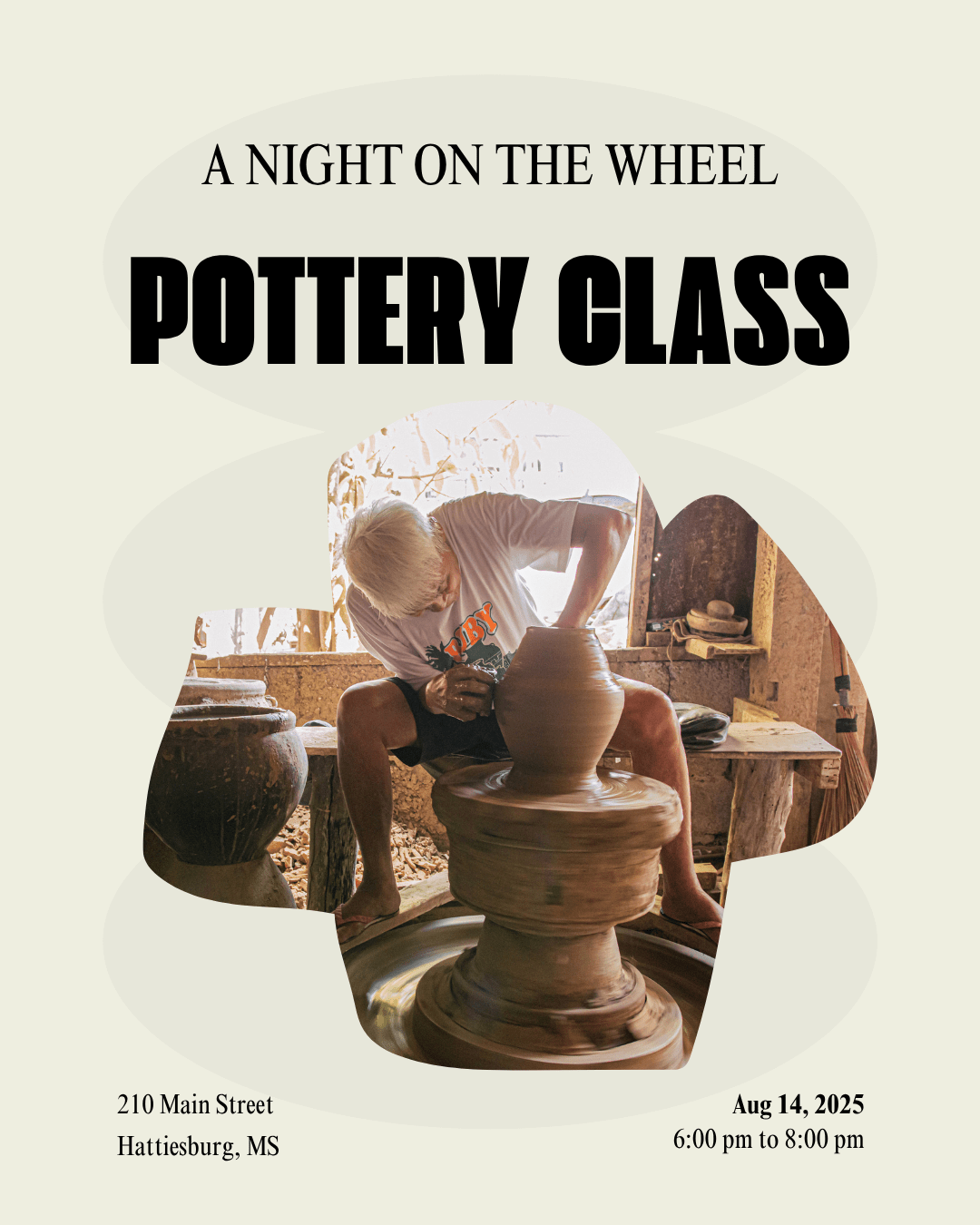 Pottery Class in Hattiesburg, MS - A Night on the Wheel! Handmade Pottery Experience - Aug 14, 2025