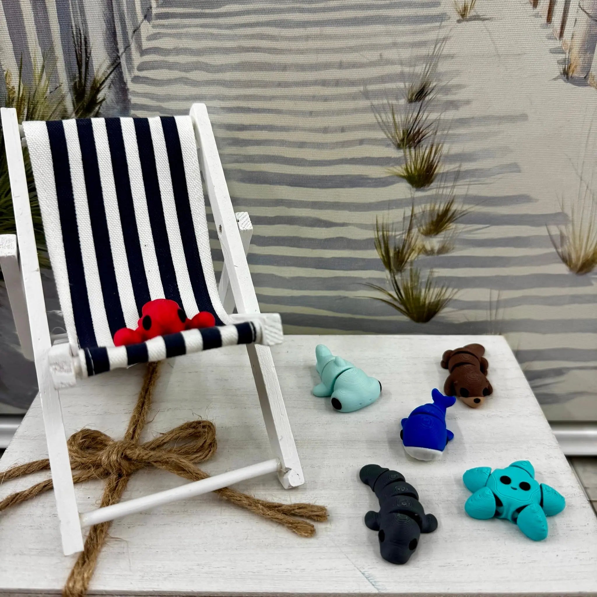 Ocean Animal Fidget Toys: Beach Chair & Aquatic Friends Handmade in Mississippi by Main Street Collective L.L.C.