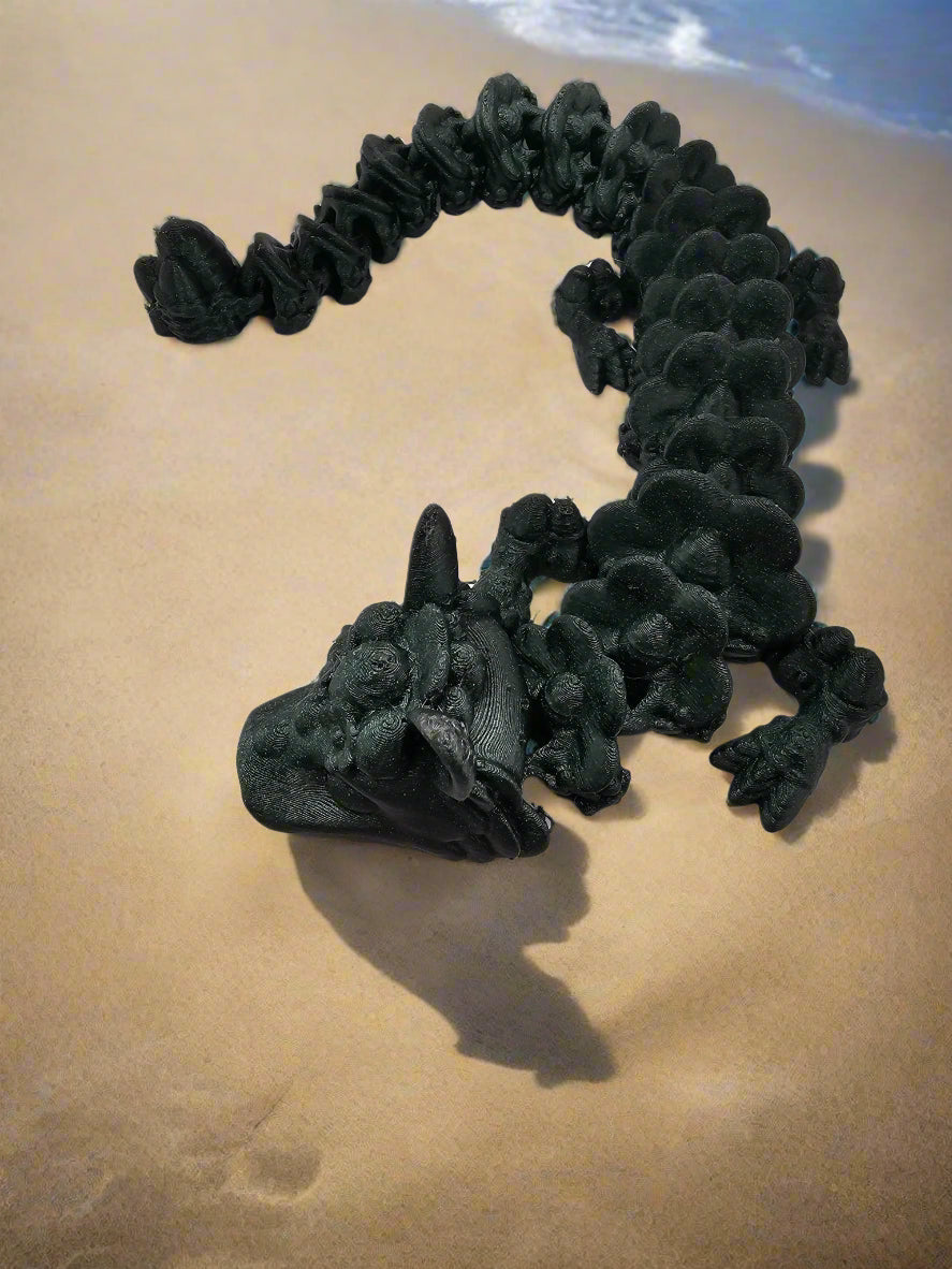 Detailed close-up of The Tween Space fantasy dragon toy showing flexible joints – Mississippi handmade gifts