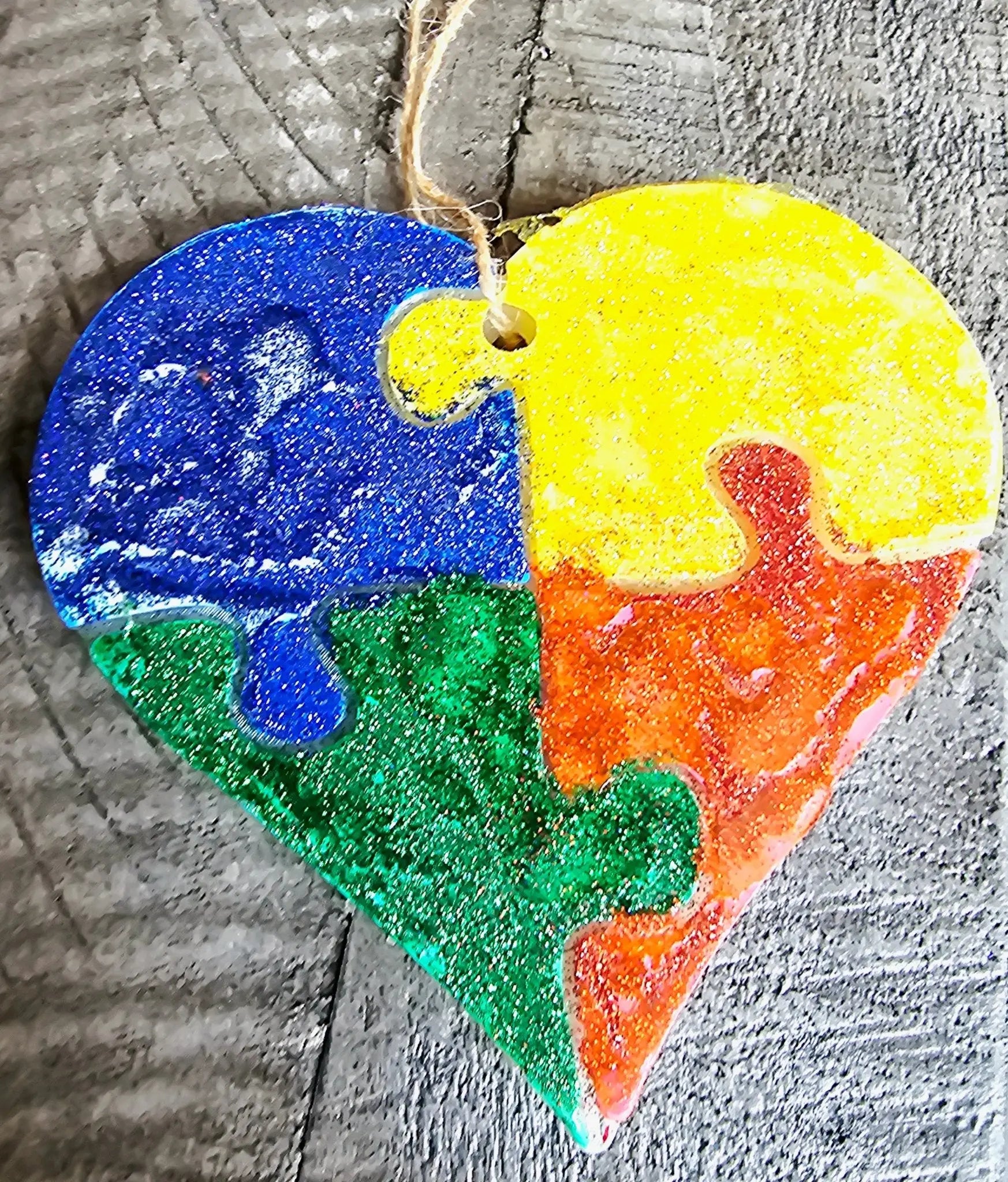 Autism Awareness Heart Car Freshie - Puzzle Pieces, Aroma Bead Air Freshener