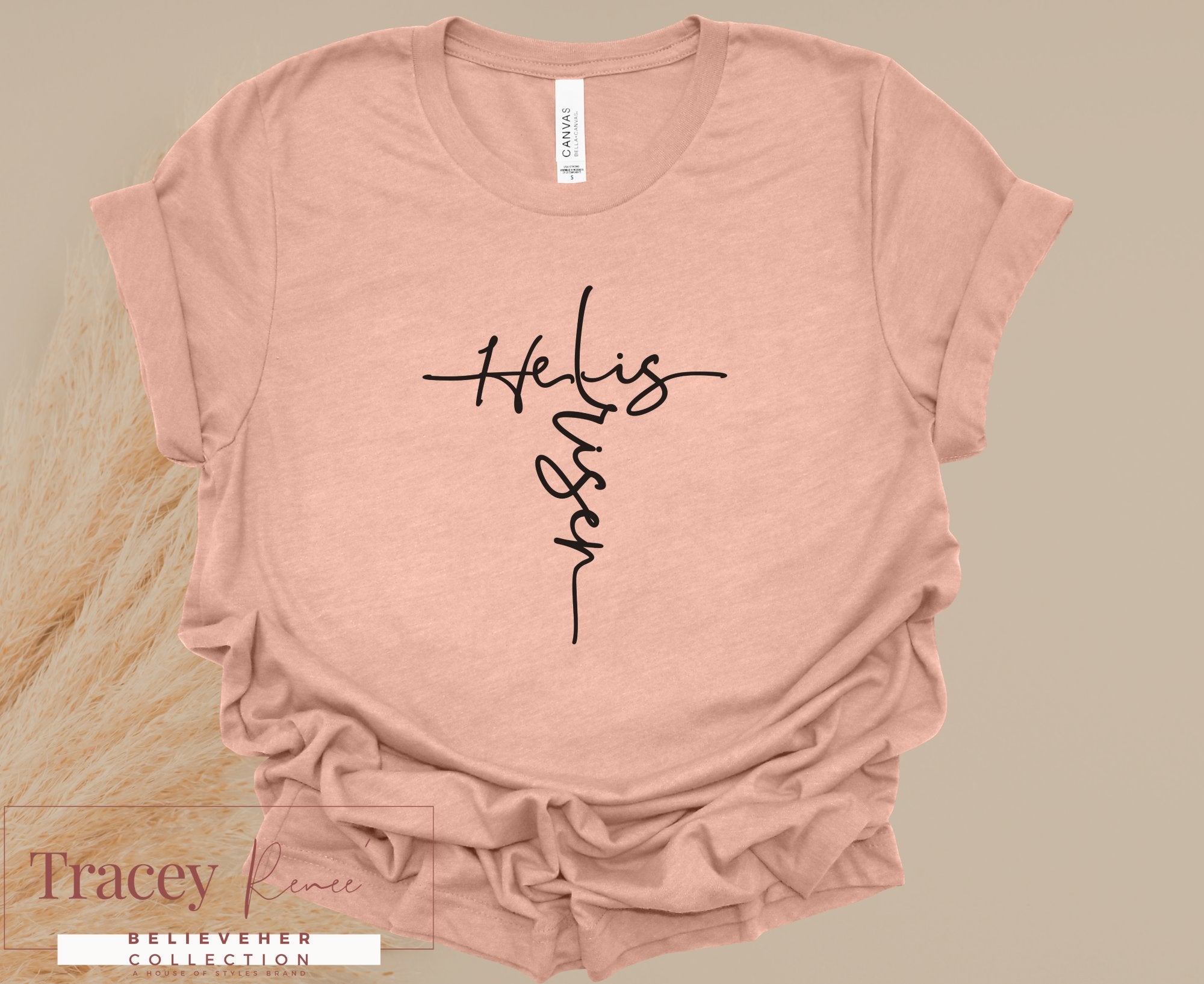 Women's "He Is Risen" Christian T-Shirt - Easter Apparel