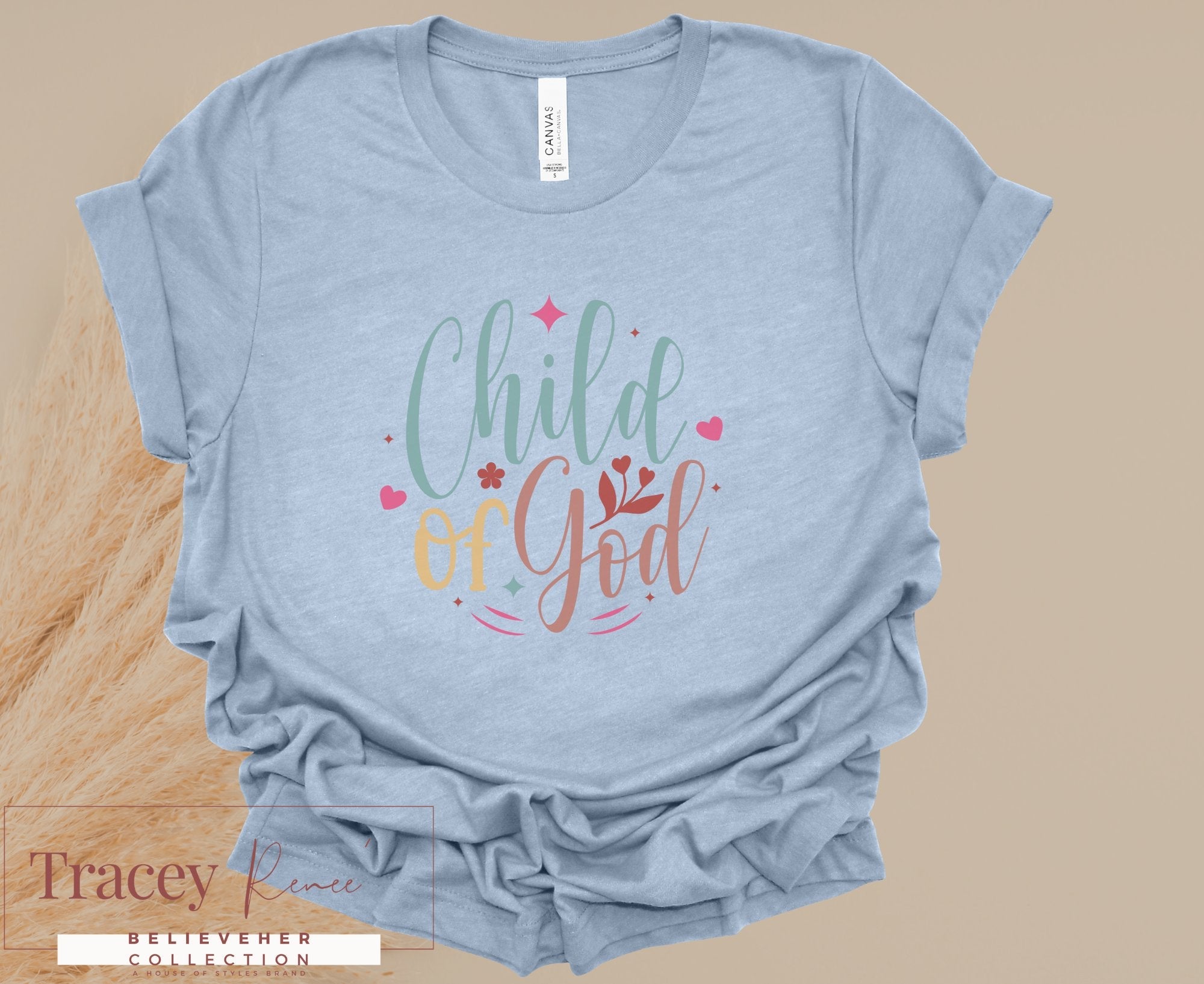 Light Blue Christian T-Shirt - Child of God Women's Tee | Believer Collection
