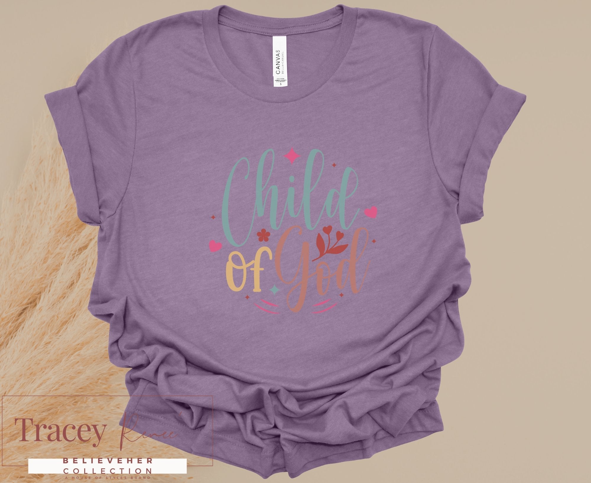 Child of God T-shirt - Purple Bella Canvas Tee - Tracey Renee BelieverHER Collection - Inspirational Christian Women's Apparel