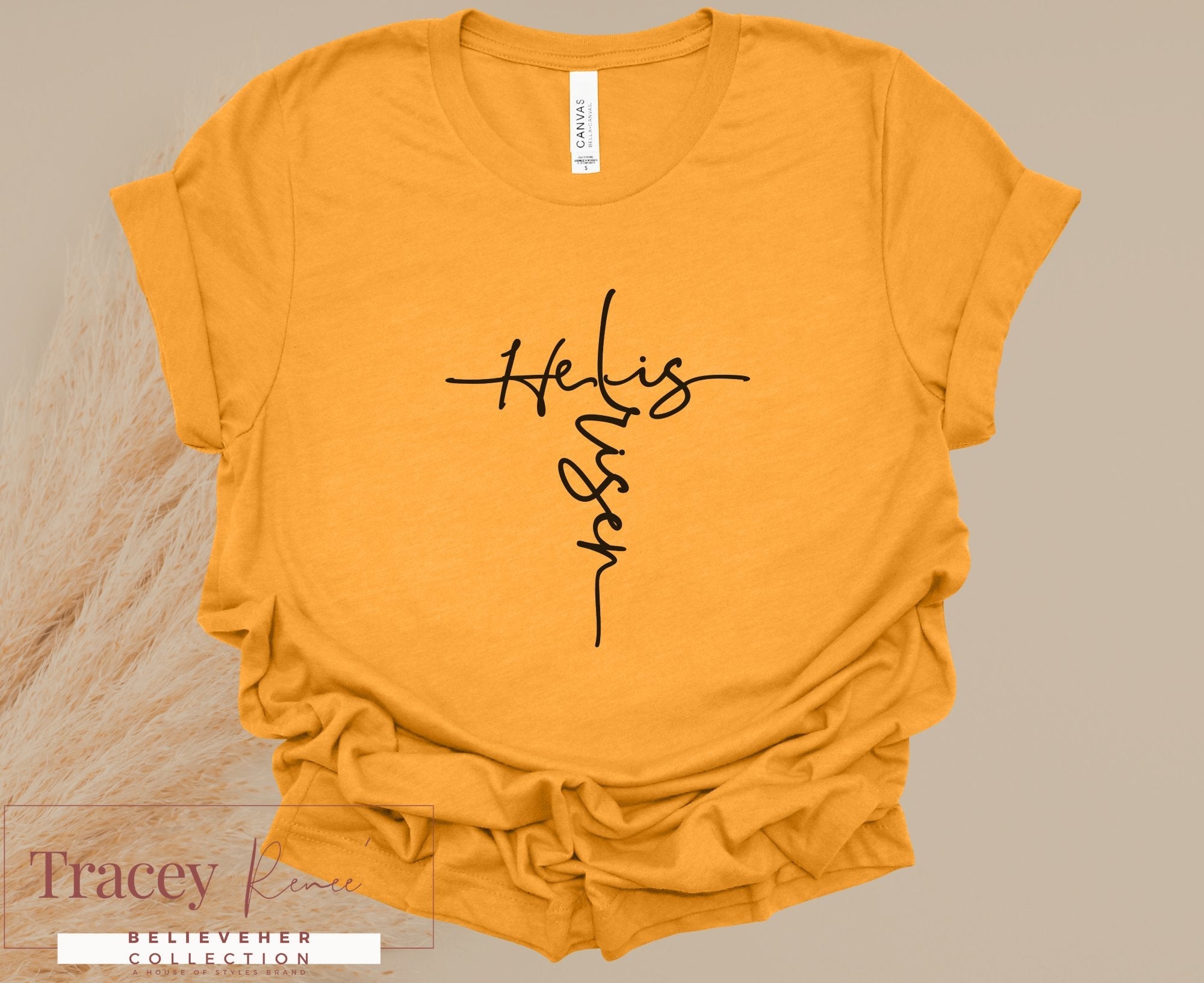 Yellow "He is Risen" Women's T-shirt - Main Street Collective Easter Apparel