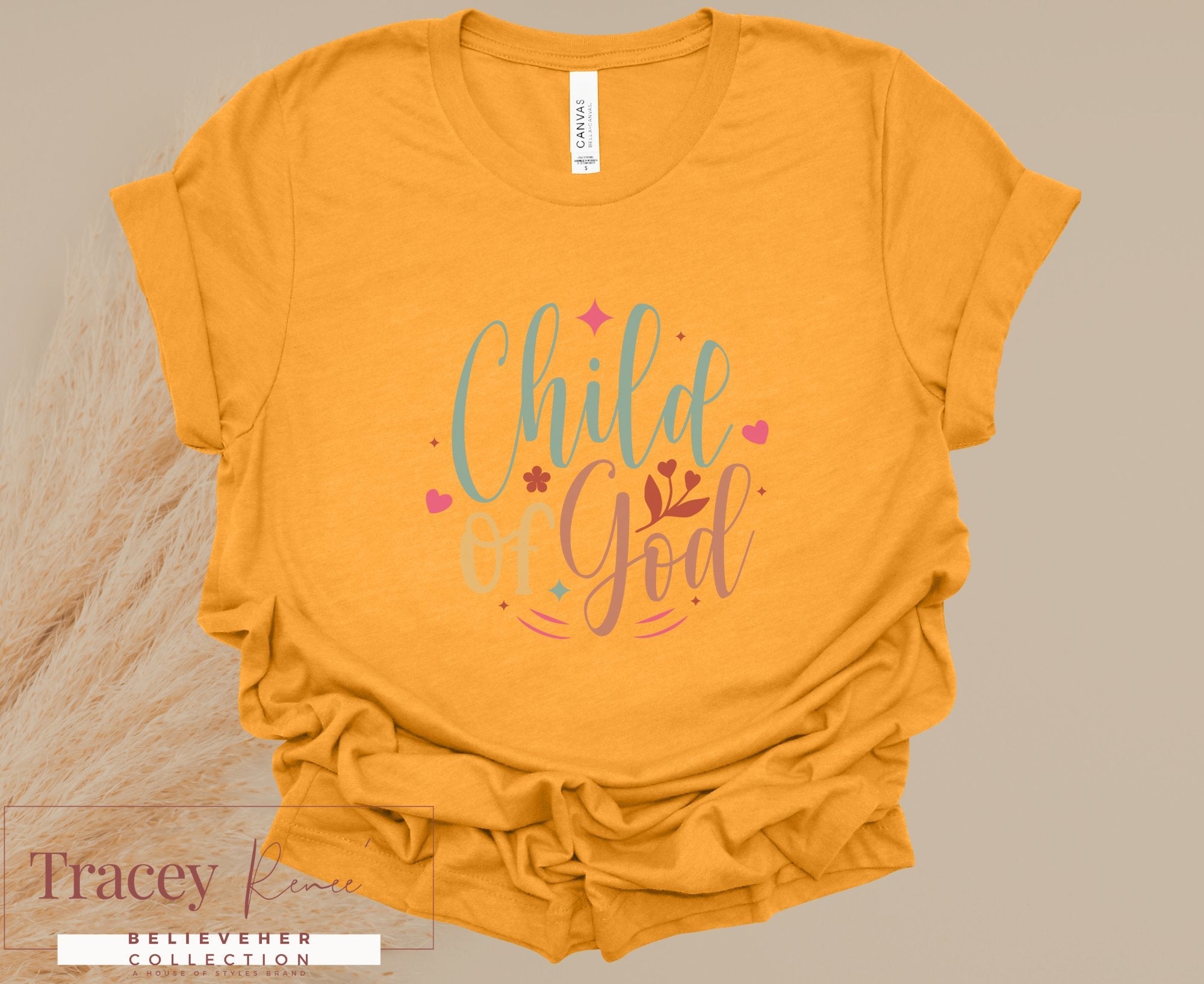 Child of God T-shirt - Women's Inspirational Apparel, Main Street Collective - Mustard Color Tee