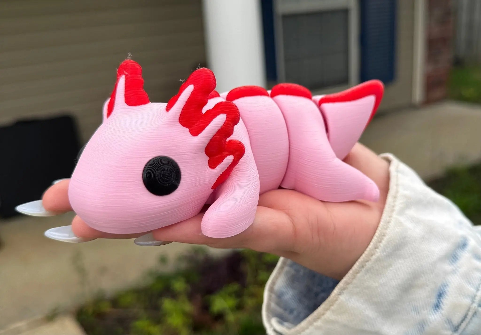 Pink Axolotl Fidget Toy! 3D Printed Sensory Toy by Mushroom Lady Co - Wiggly, Flexible, and Fun!