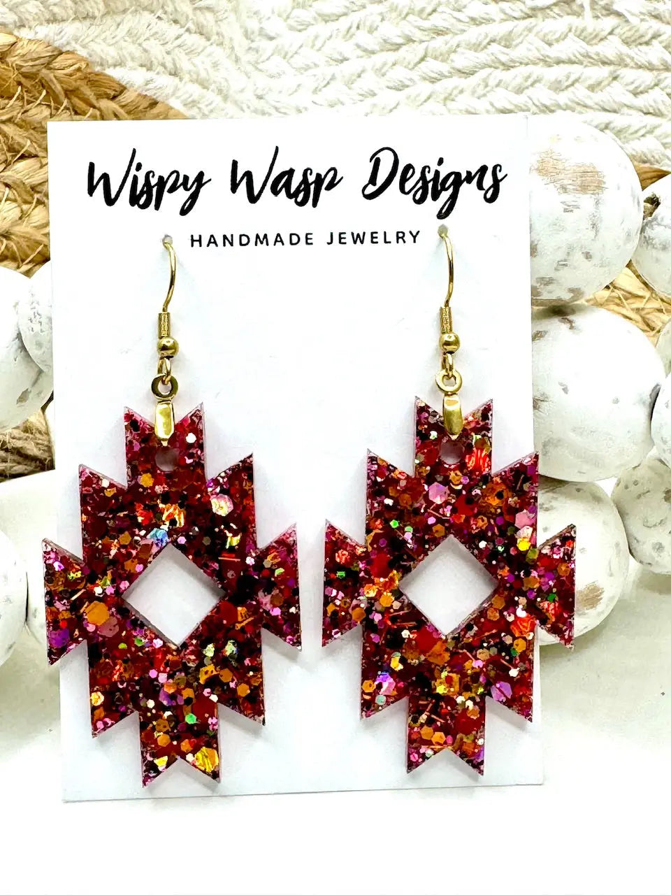 Aztec Glitter Earrings: Handmade Sparkle Jewelry from Main Street Collective