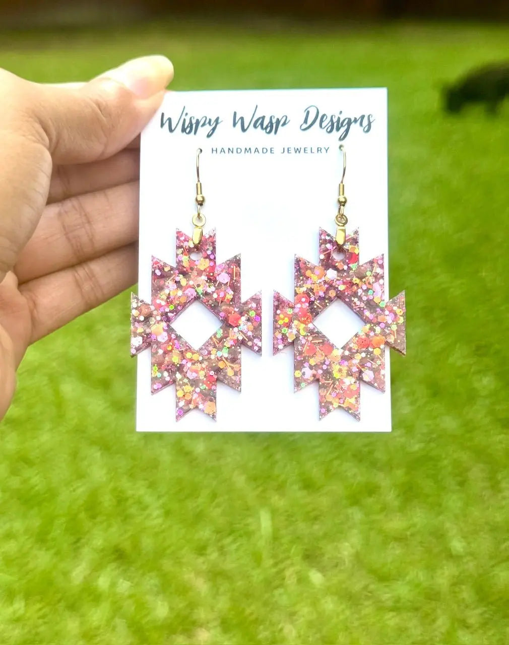 Glitter Aztec Earrings by Wispy Wasp Designs: Handmade Jewelry from Main Street Collective