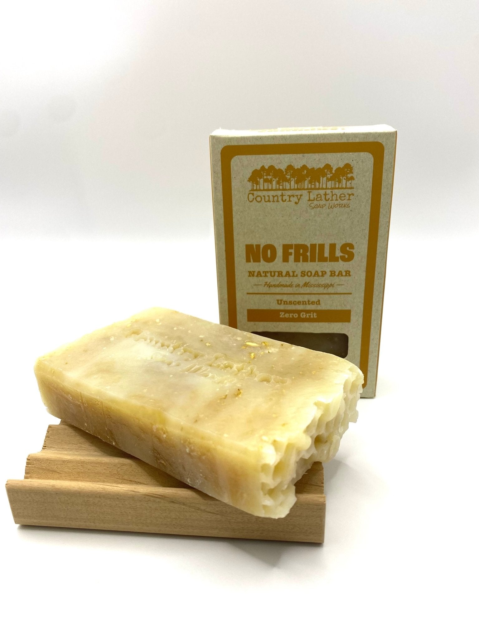 Country Lather No Frills Natural Soap Bar - Unscented, Handmade Soap from Mississippi