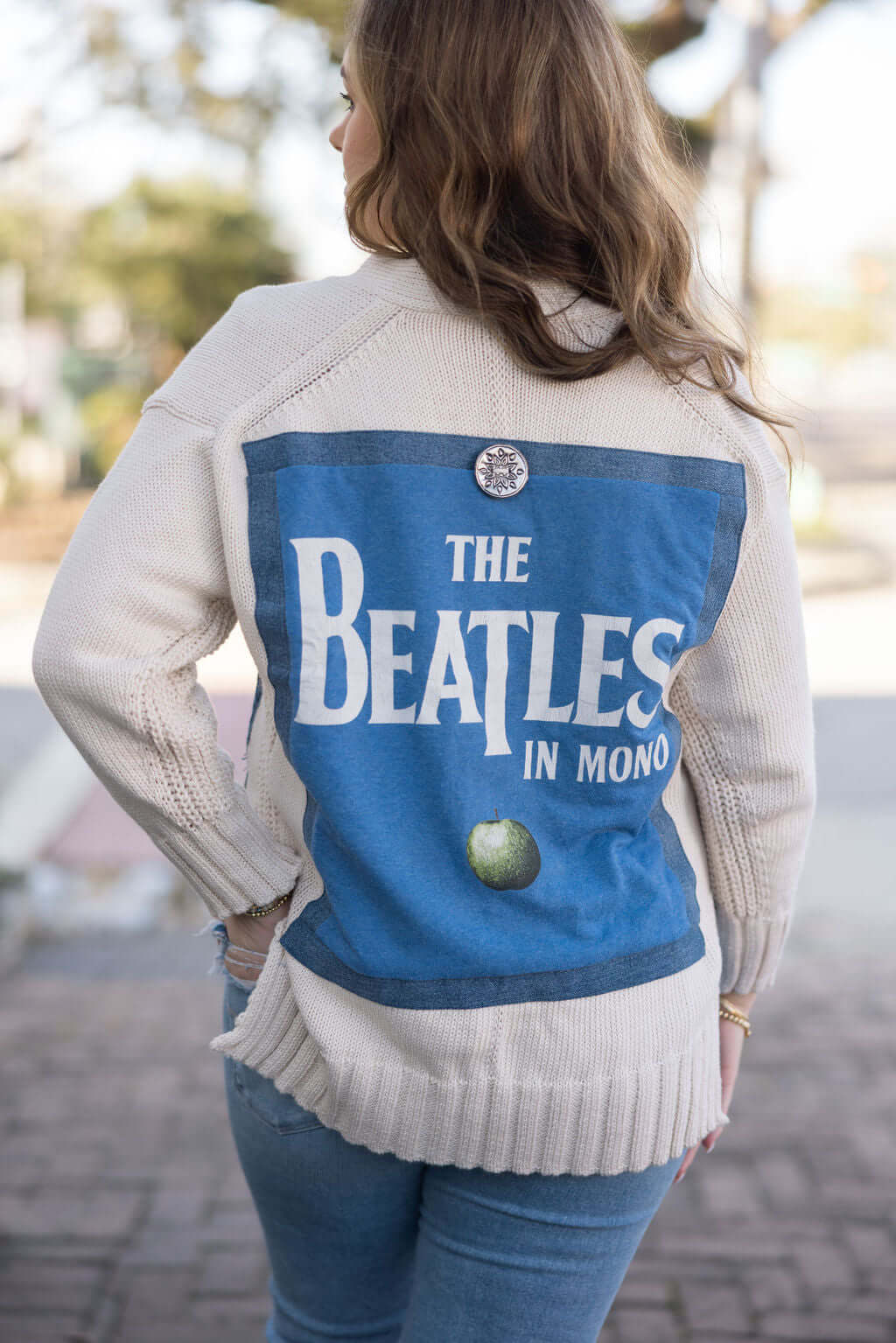Beatles Cardigan Upcycled Vintage Denim Jacket Rockstar Unique One-of-a-Kind