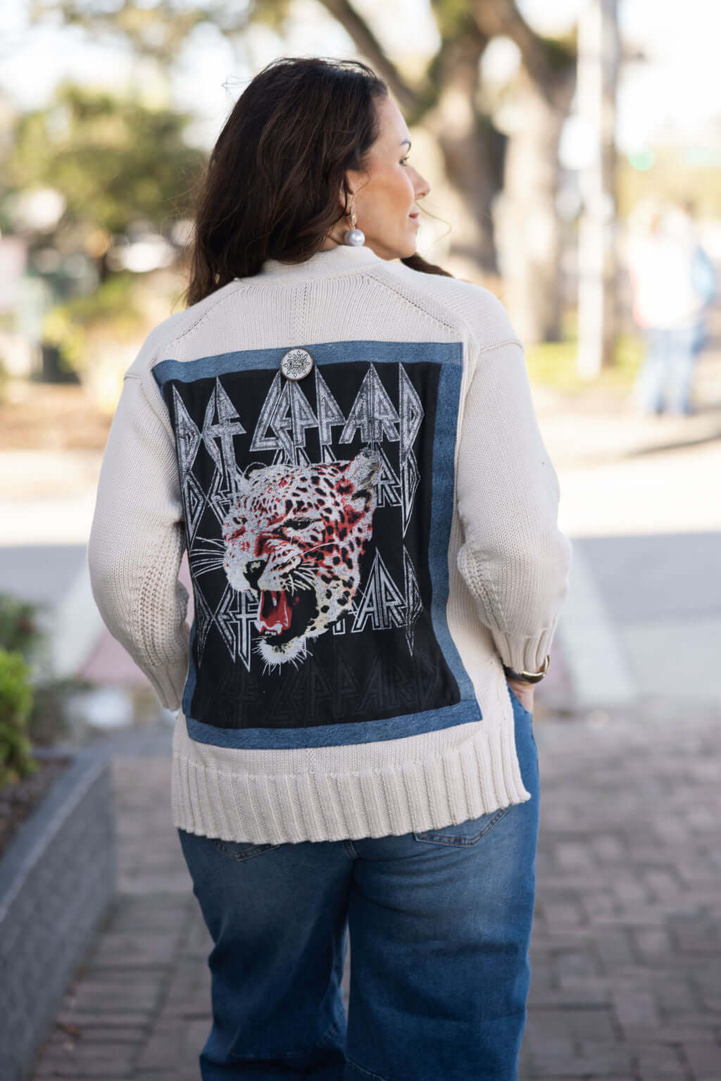 Def Leppard Upcycled Cardigan: Denim & Tee Rockstar Style - Main Street Collective